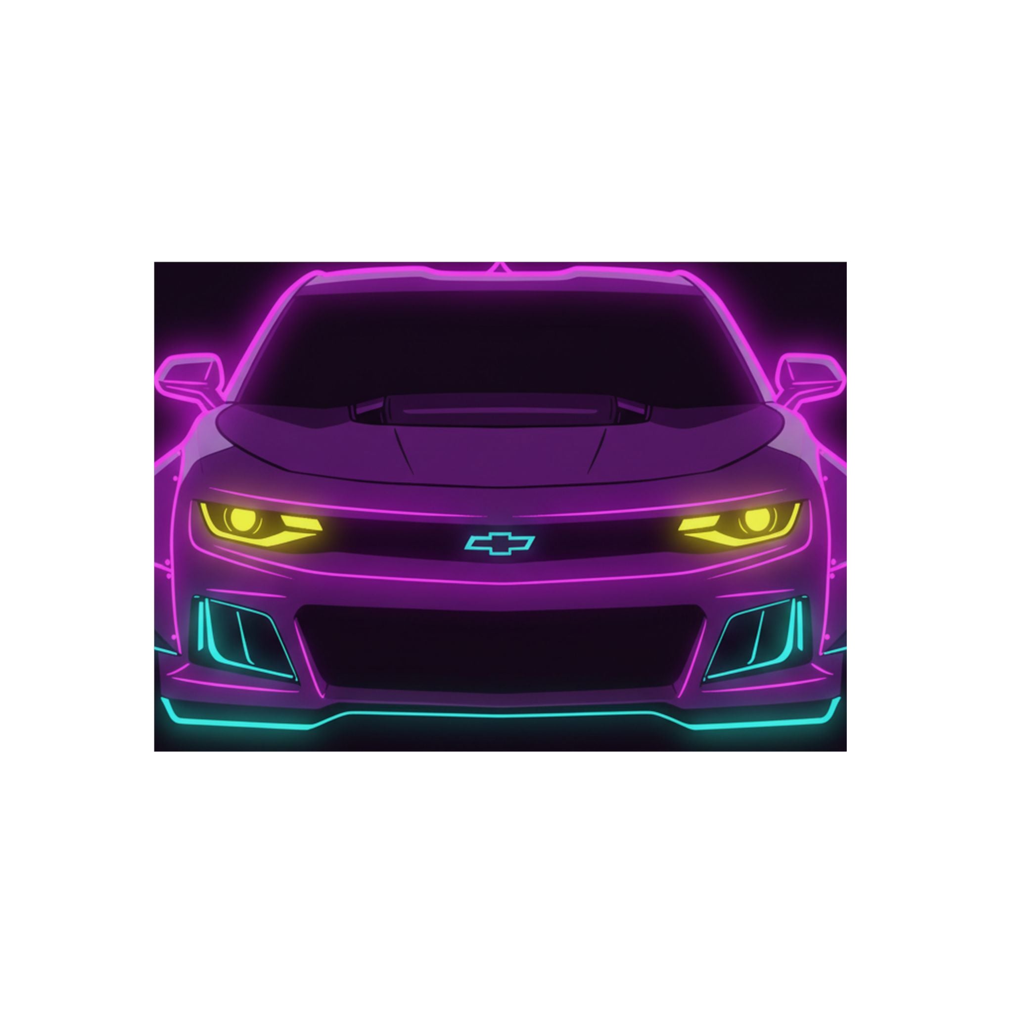 Chevrolet Camaro ZL1 Neon Synthwave Metal Wall Sign
