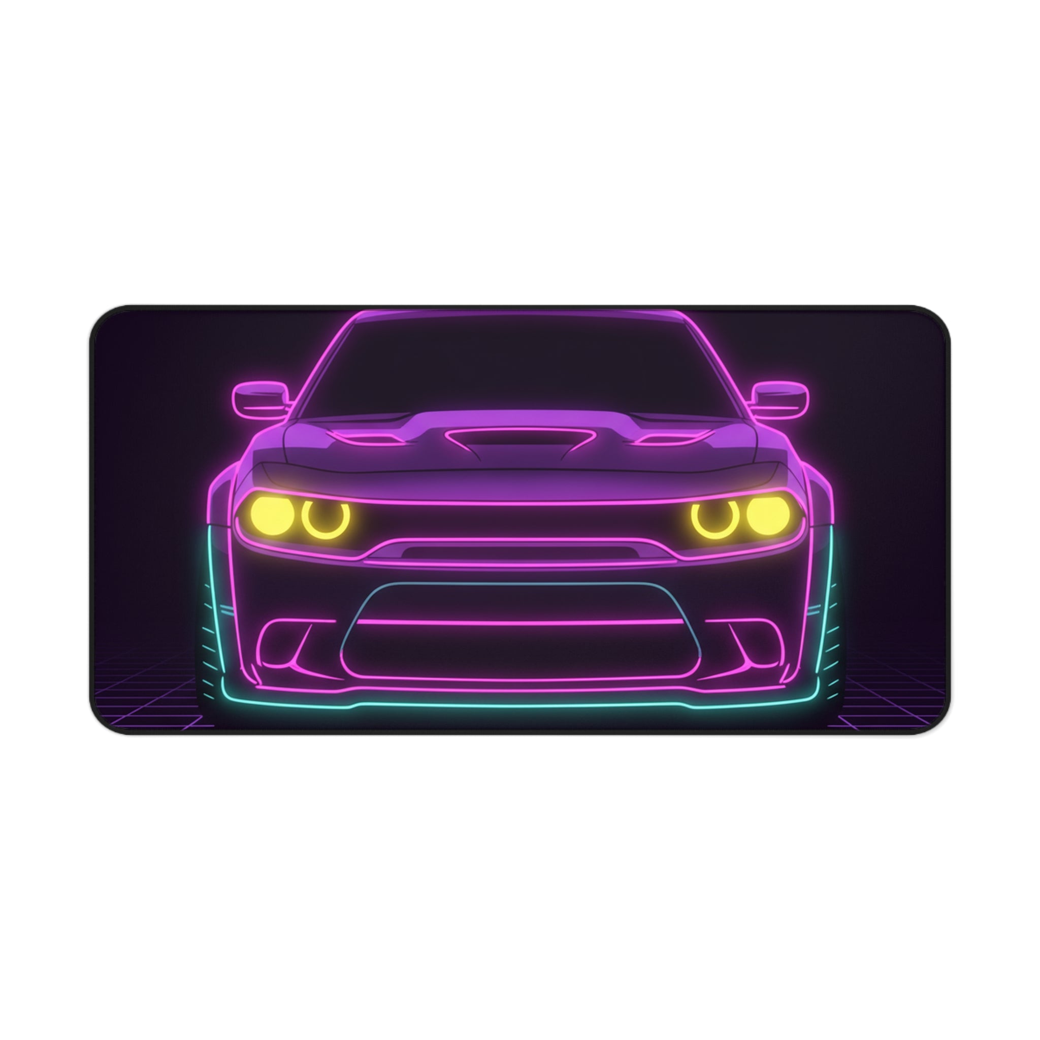 Dodge Challenger SRT Hellcat Neon Synthwave Desk Mat