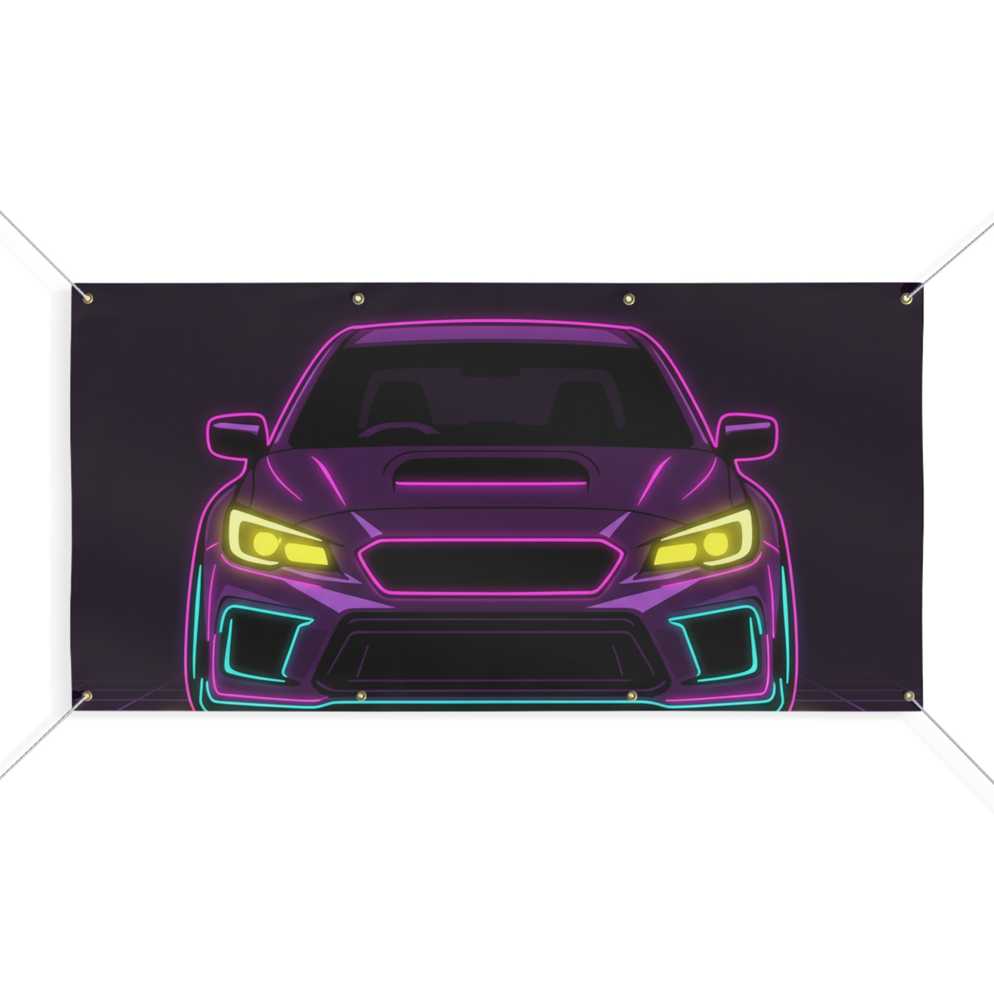 Subaru WRX STI Neon Synthwave Banner