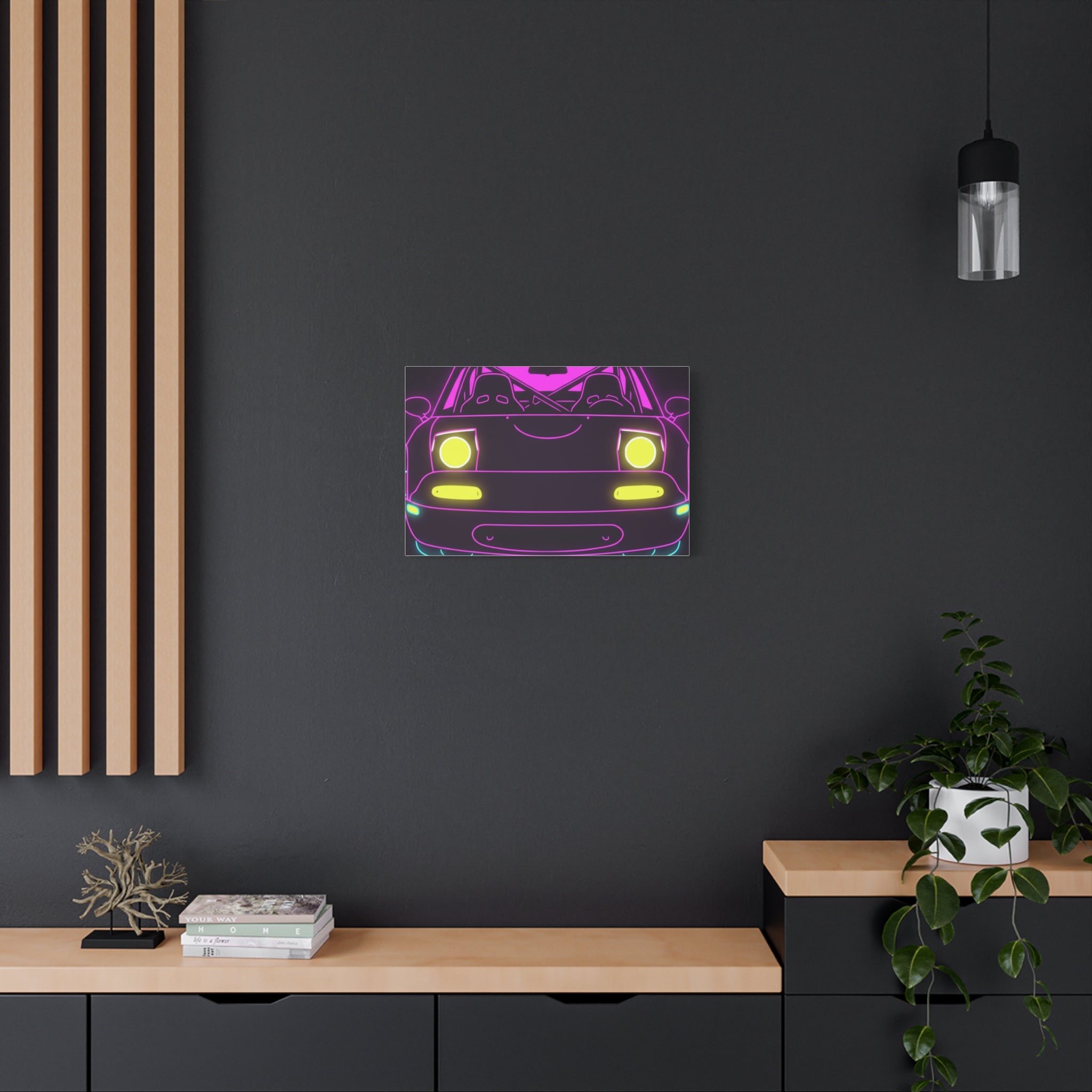 Mazda Miata NA (1989-97) Neon Synthwave Canvas Wall Art