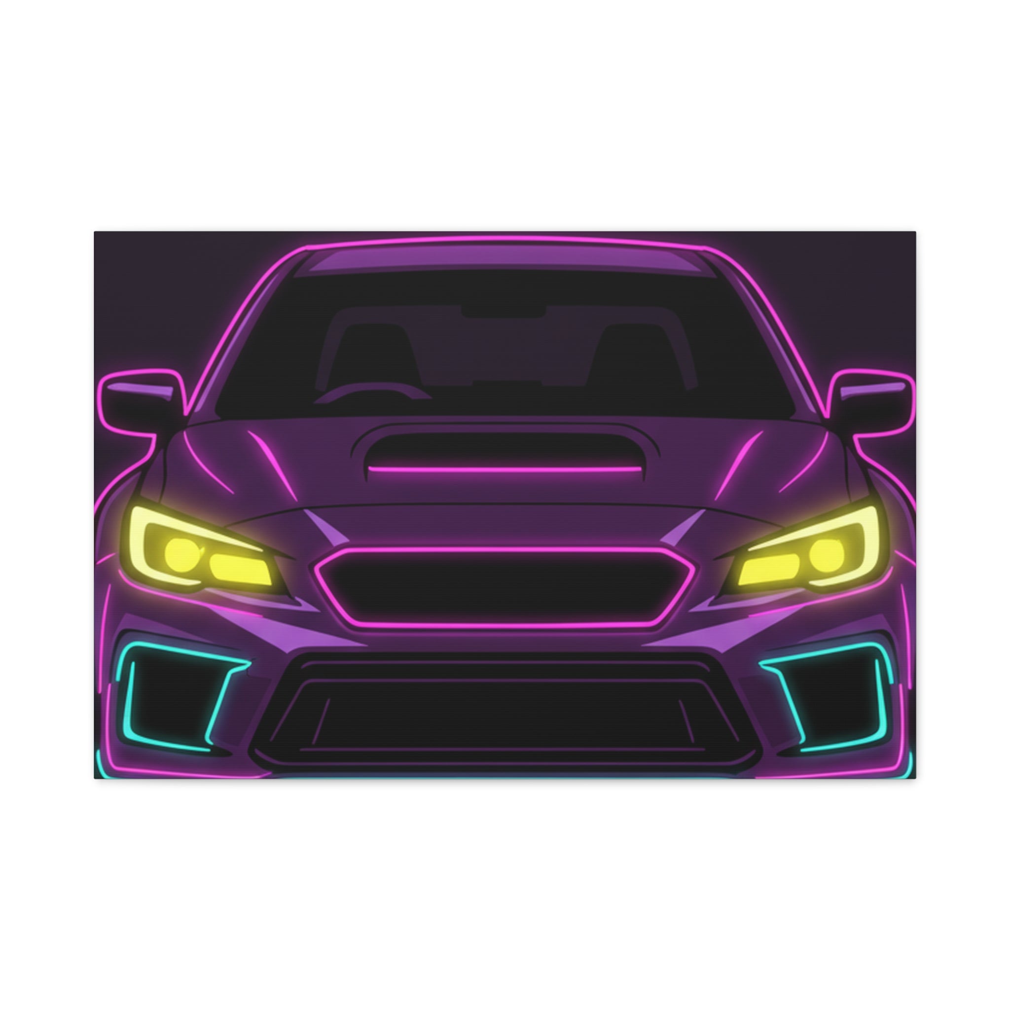 Subaru WRX STI Neon Synthwave Canvas Wall Art