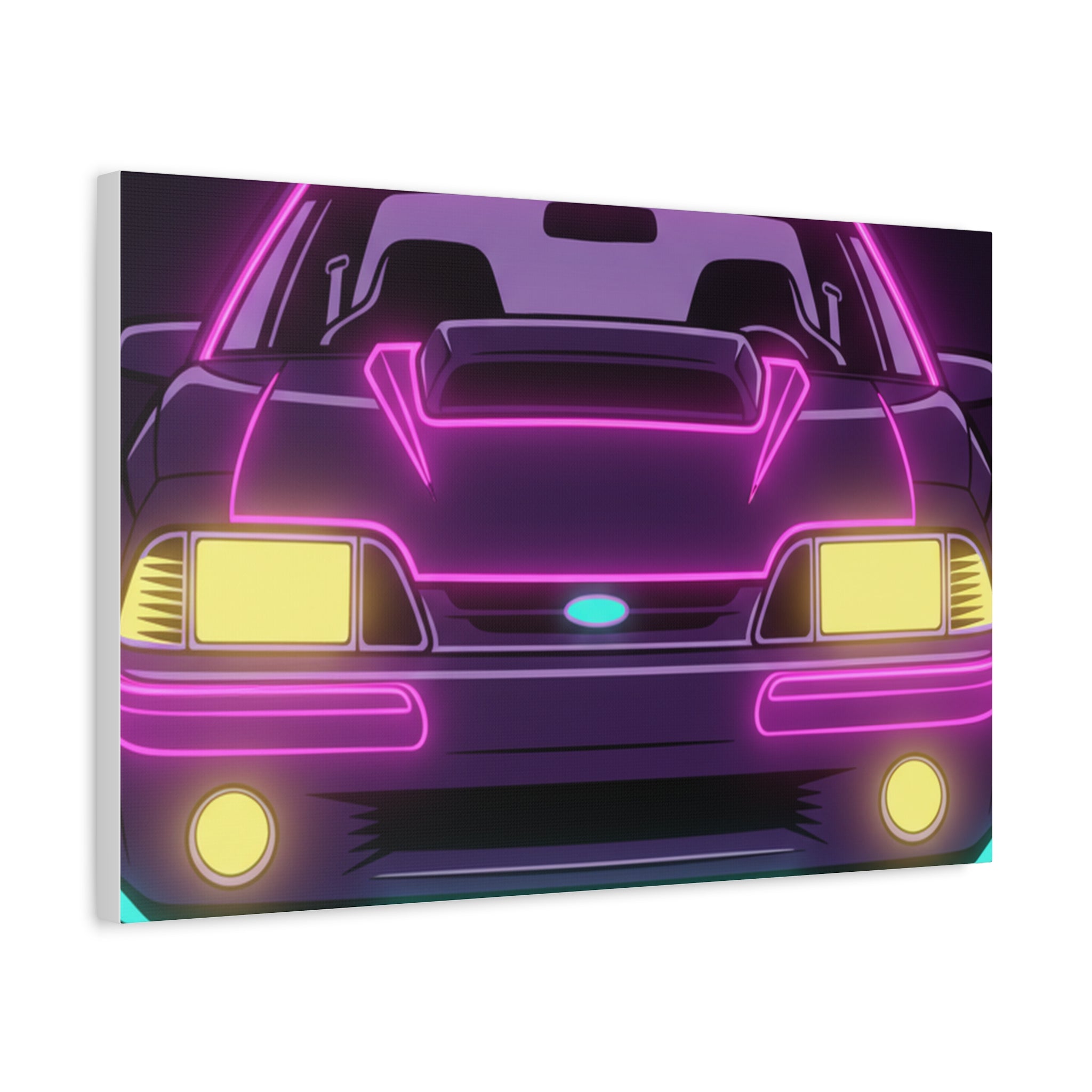 Ford Mustang Fox Body GT Neon Synthwave Canvas Wall Art