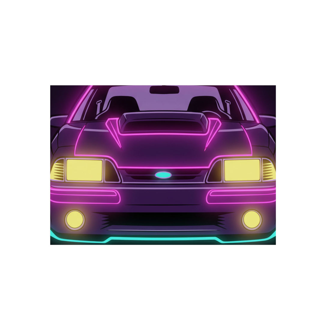 Ford Mustang Fox Body GT Neon Synthwave Metal Wall Sign