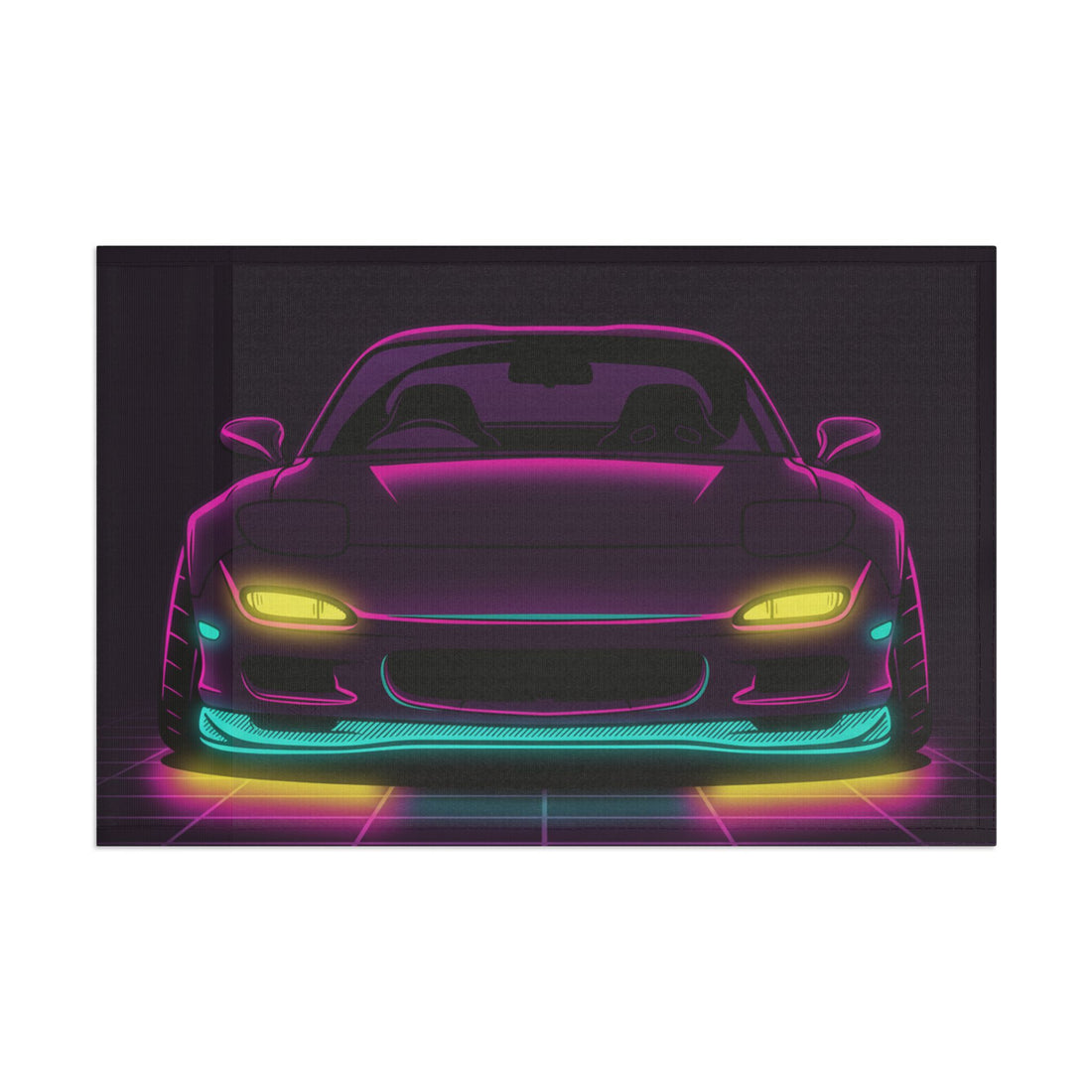 Mazda RX-7 FD Neon Synthwave Garage Flag