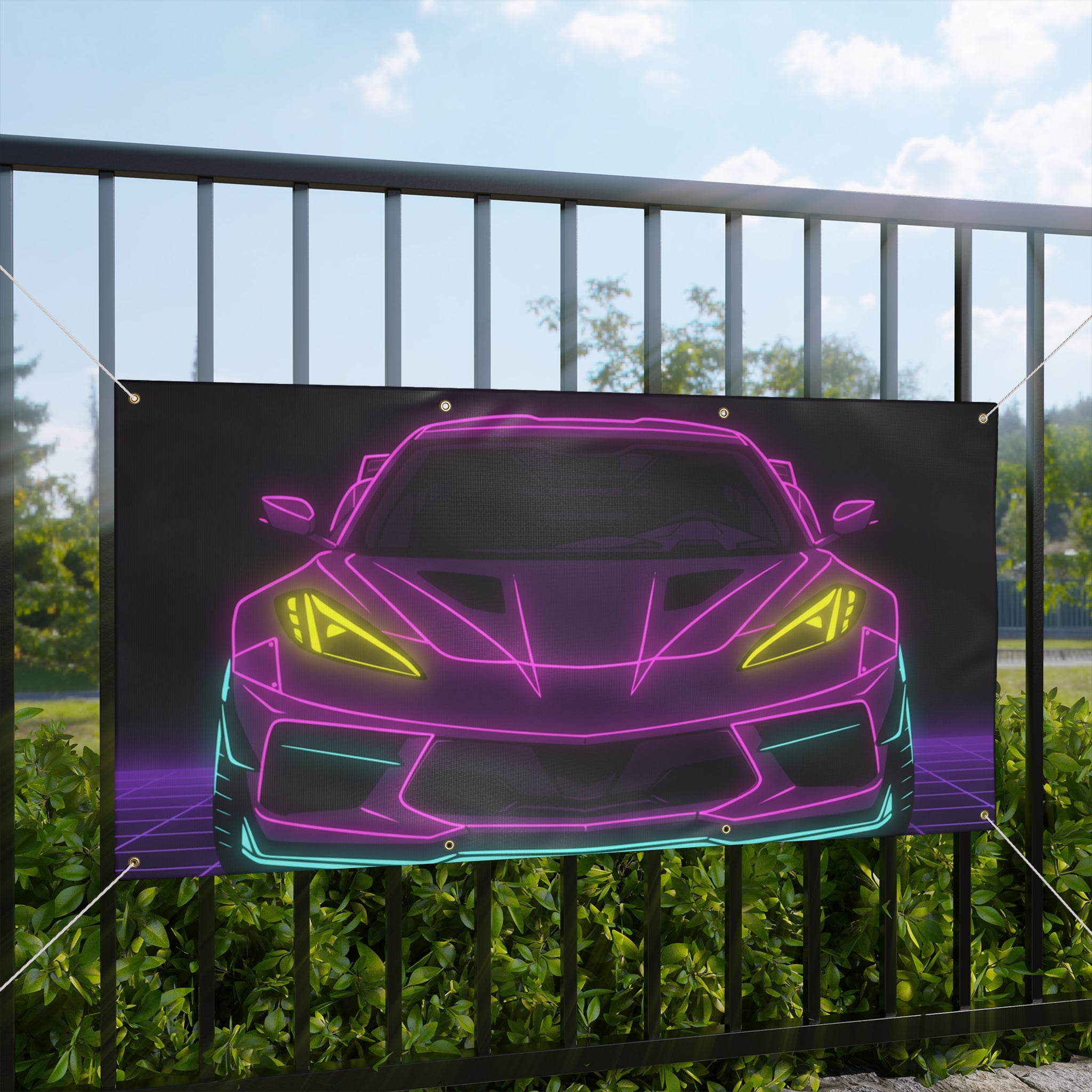 Corvette C8 (2020+) Neon Synthwave Banner