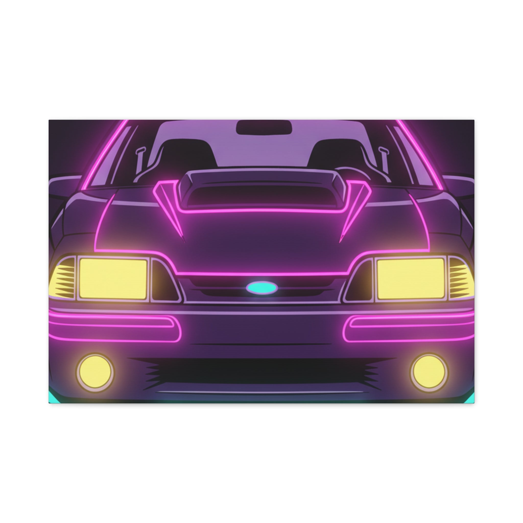 Ford Mustang Fox Body GT Neon Synthwave Canvas Wall Art