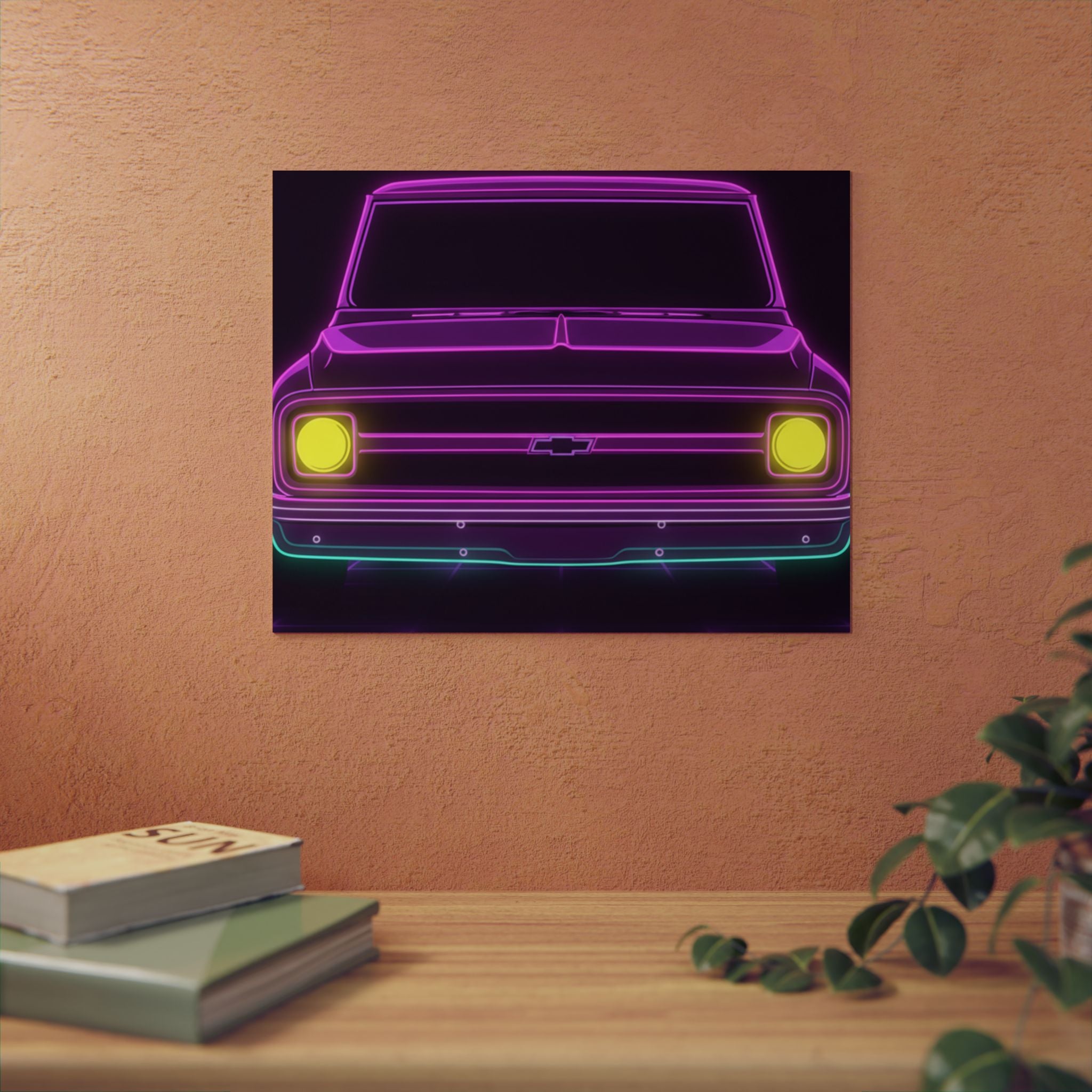 Chevy C10 Pickup (1967-72) Pro-Touring Neon Synthwave Metal Wall Sign