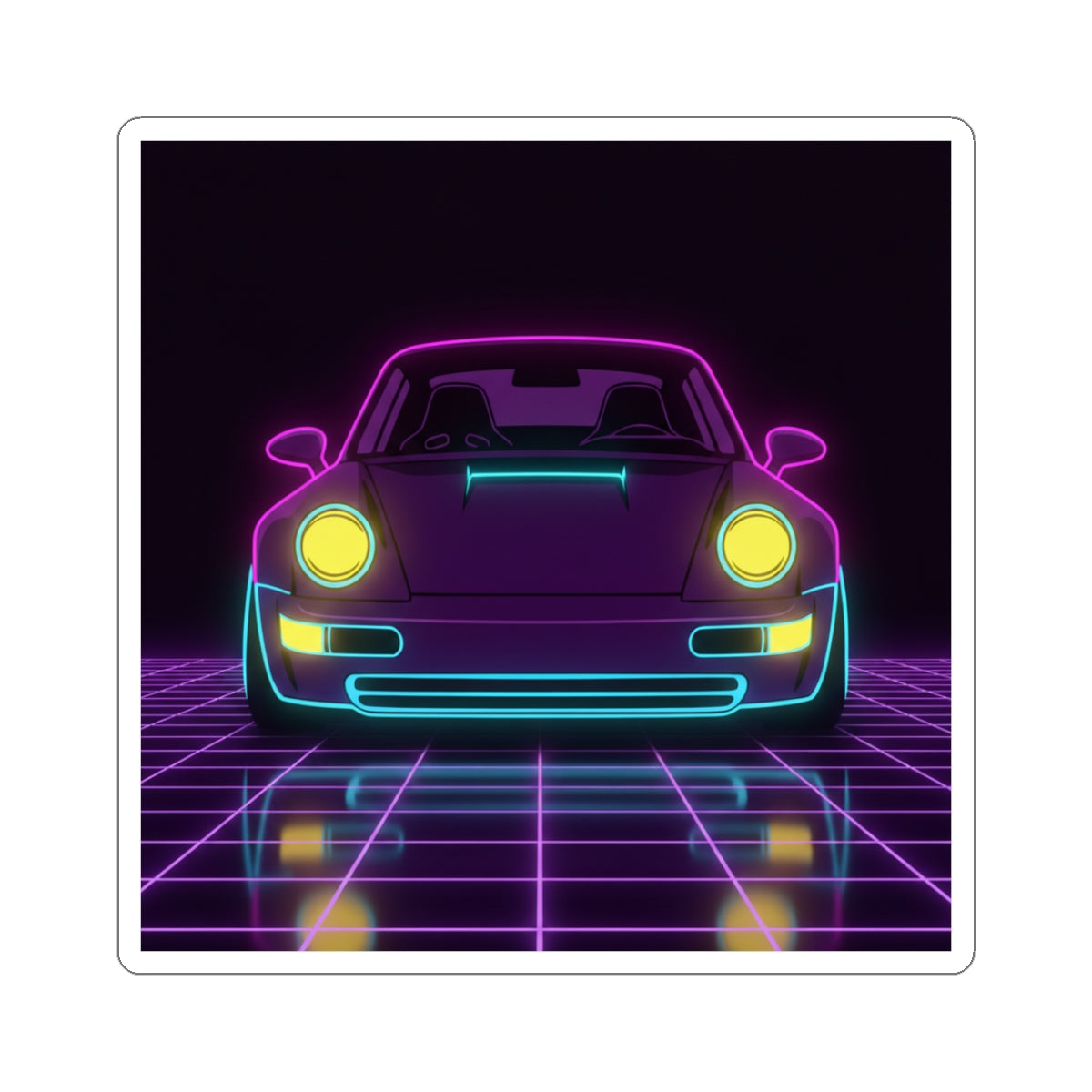 Porsche 964 Singer Neon Synthwave Sticker