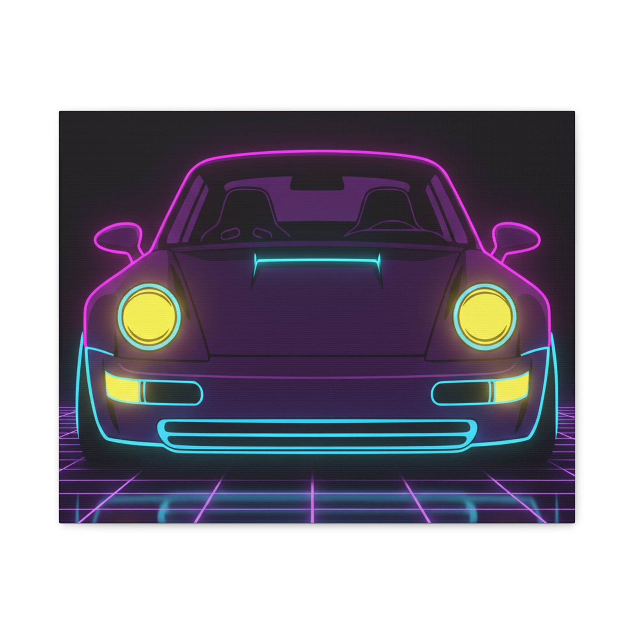 Porsche 964 Singer Neon Synthwave Canvas Wall Art
