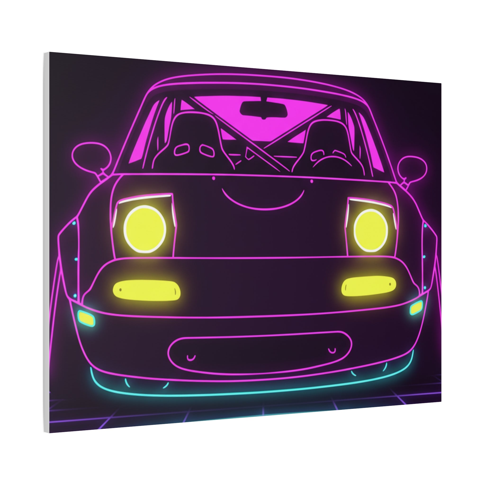 Mazda Miata NA (1989-97) Neon Synthwave Canvas Wall Art