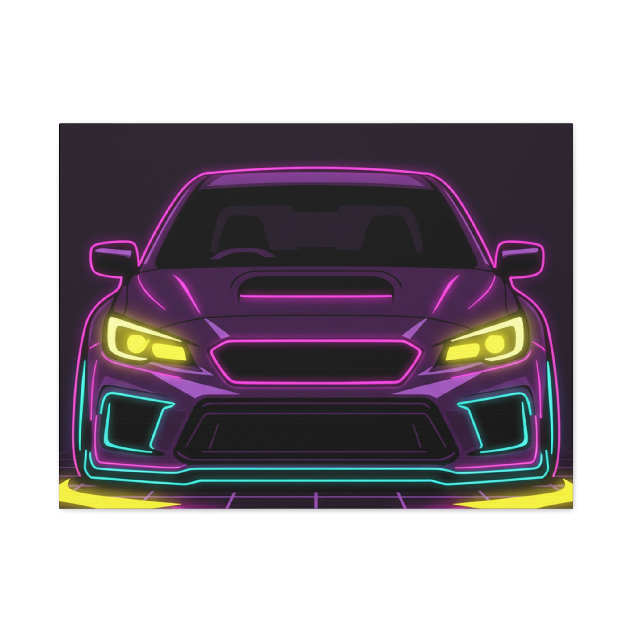 Subaru WRX STI Neon Synthwave Canvas Wall Art