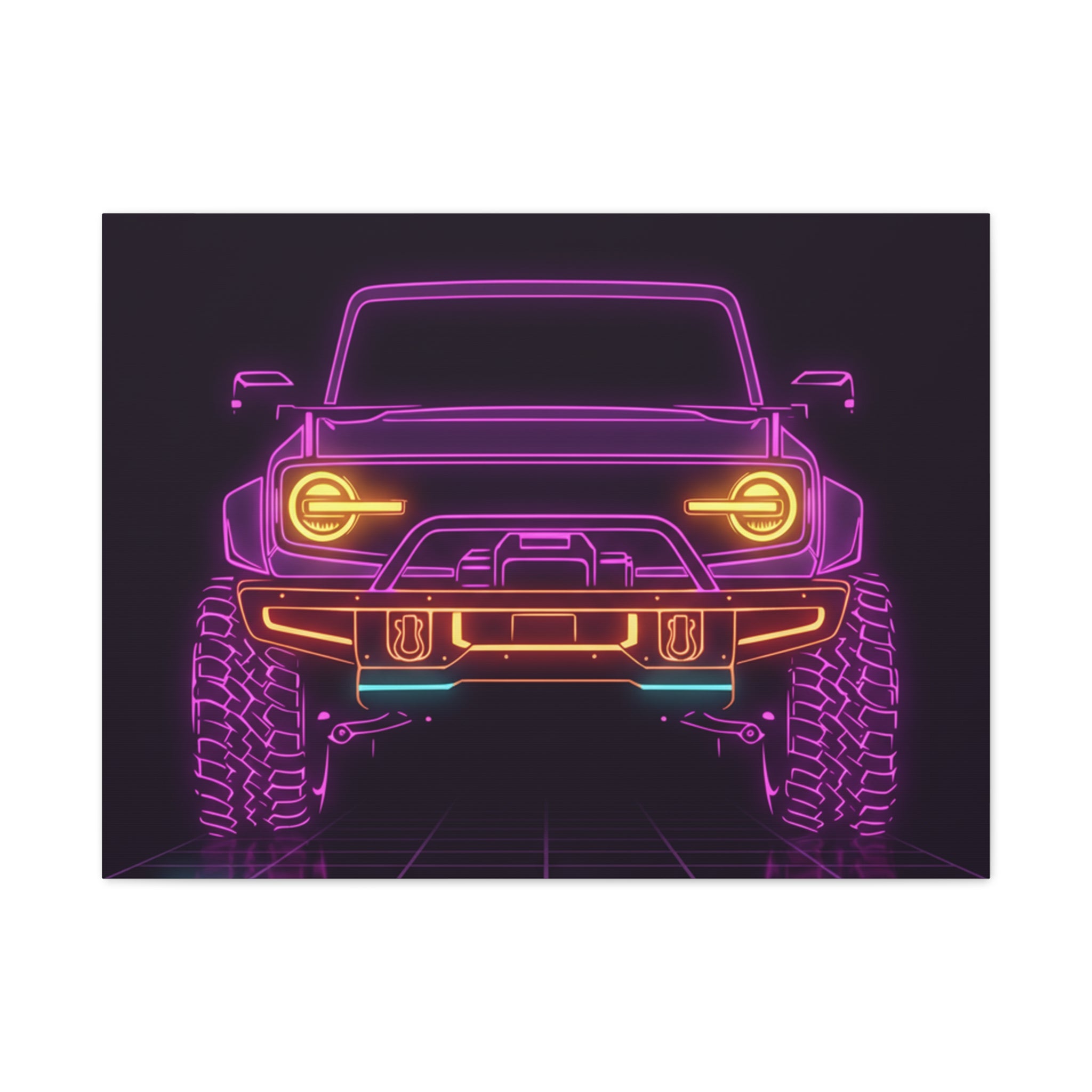 Ford Bronco (2021+) Neon Synthwave Canvas Wall Art