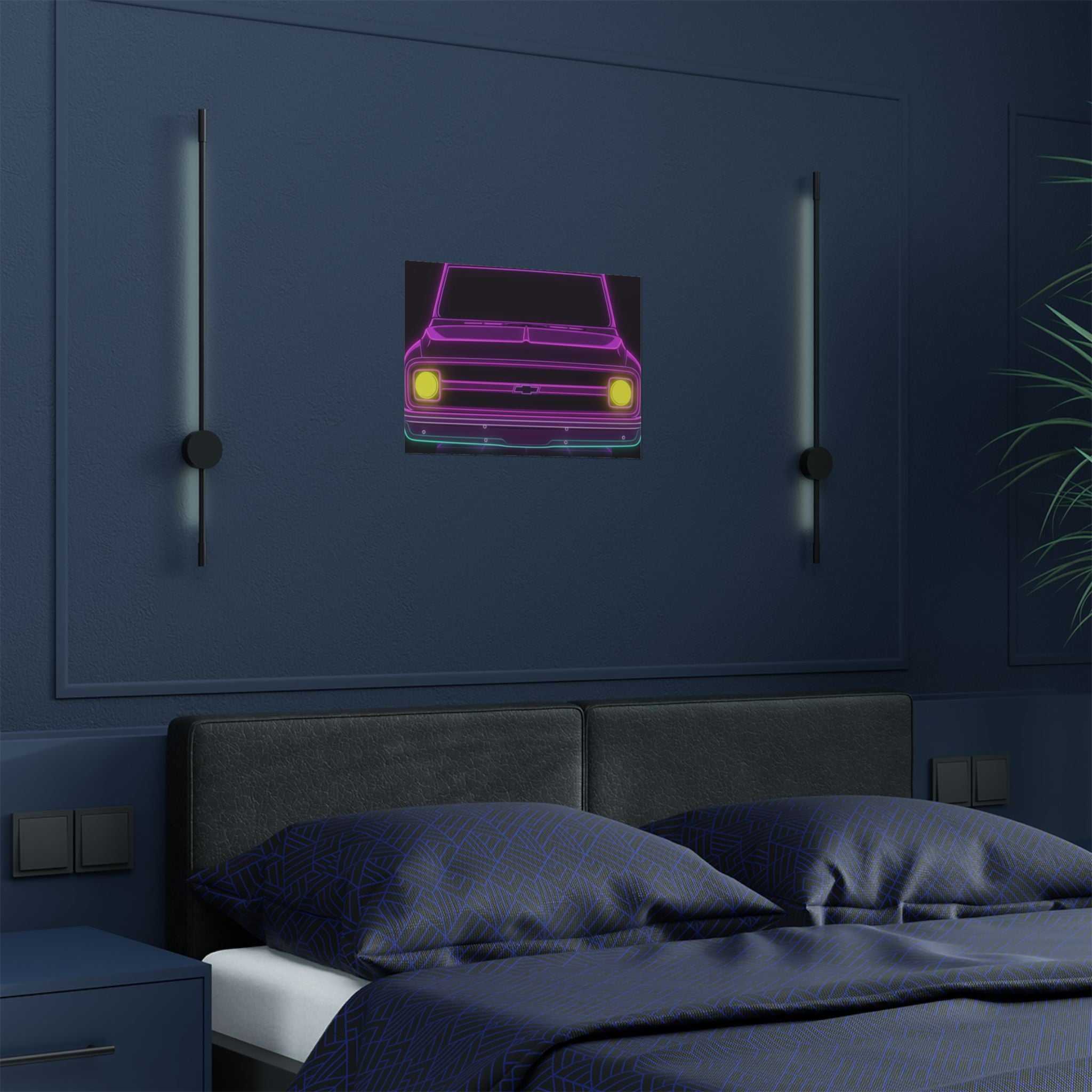 Chevy C10 Pickup (1967-72) Pro-Touring Neon Synthwave Poster