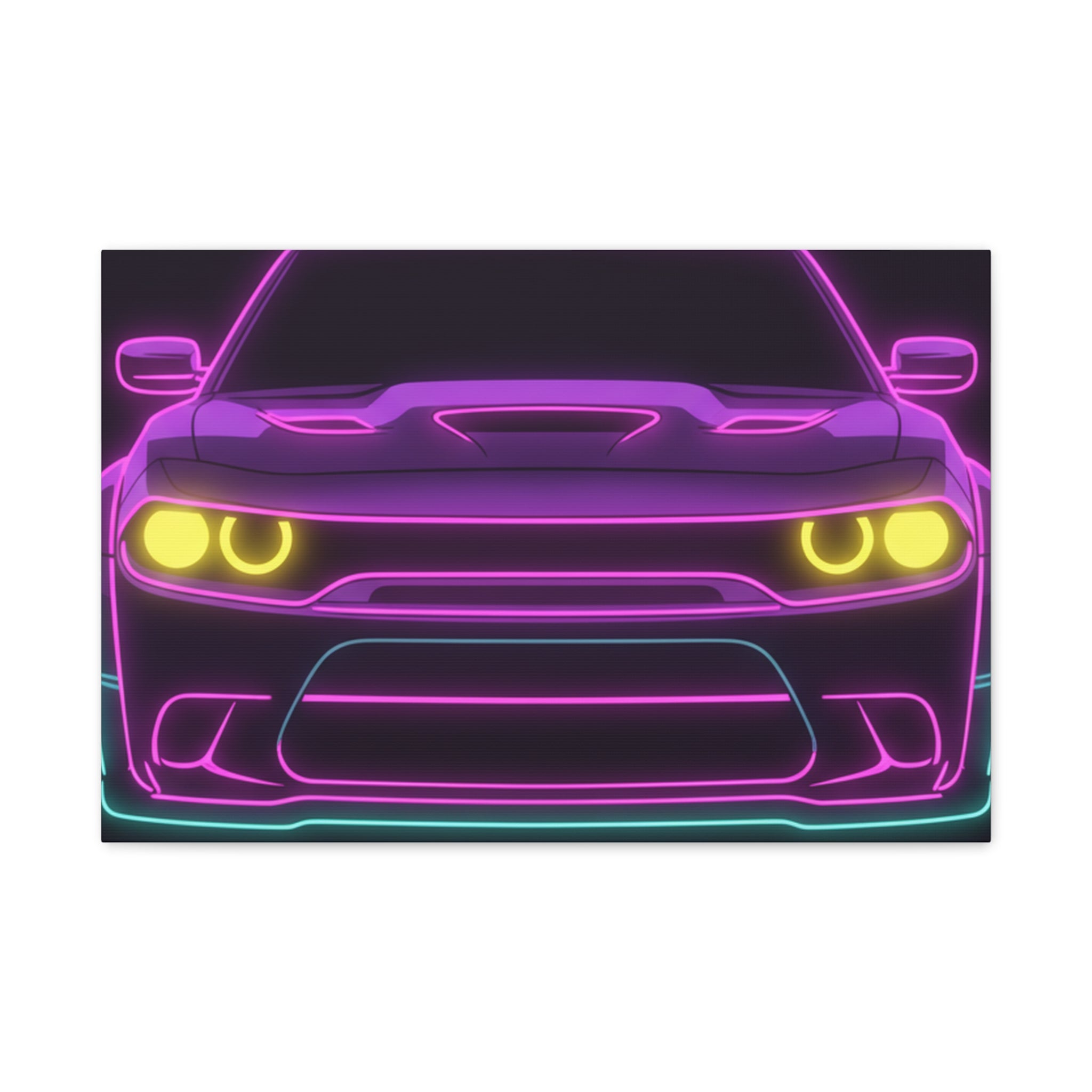 Dodge Challenger SRT Hellcat Neon Synthwave Canvas Wall Art