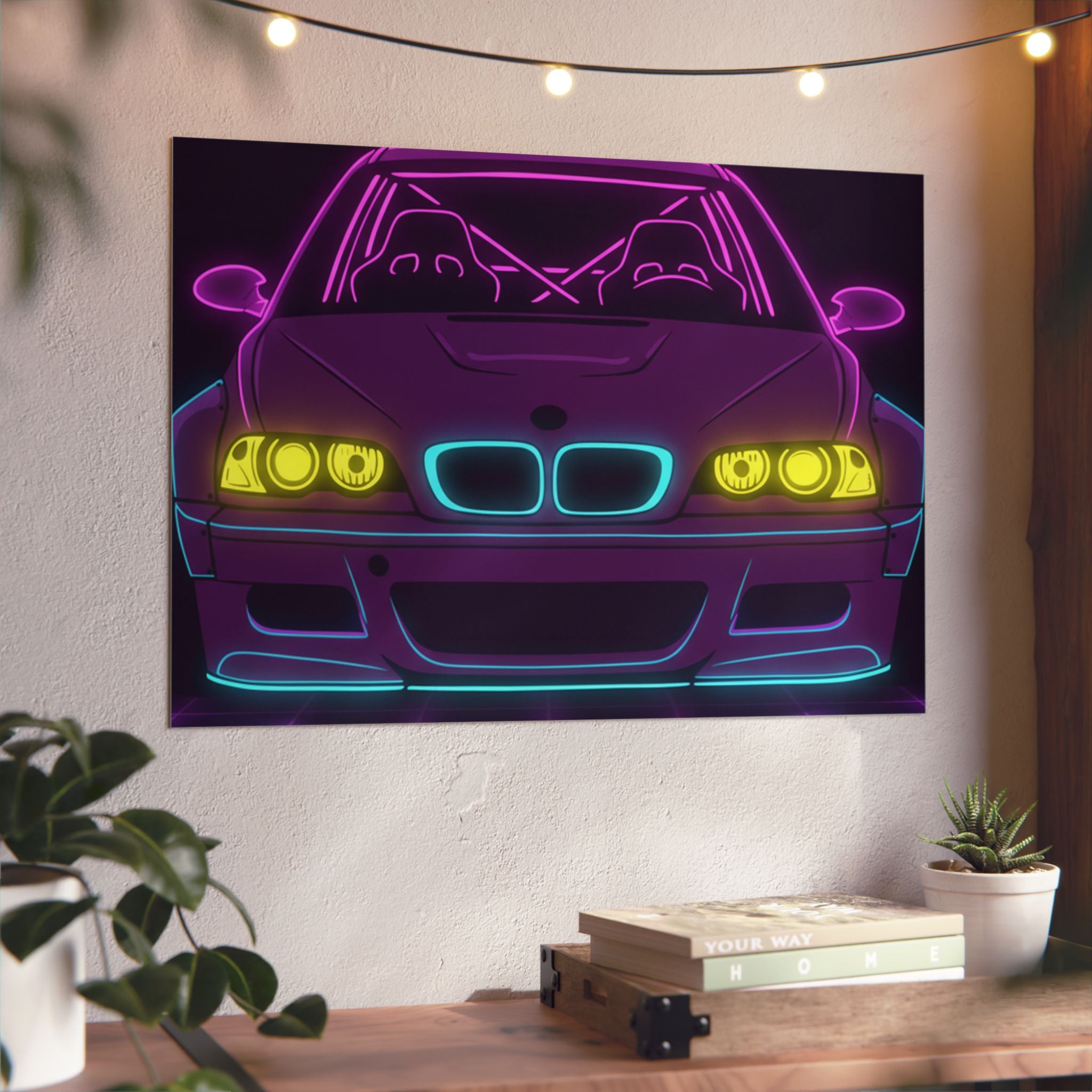 BMW E46 M3 (2000-06) Neon Synthwave Metal Wall Sign