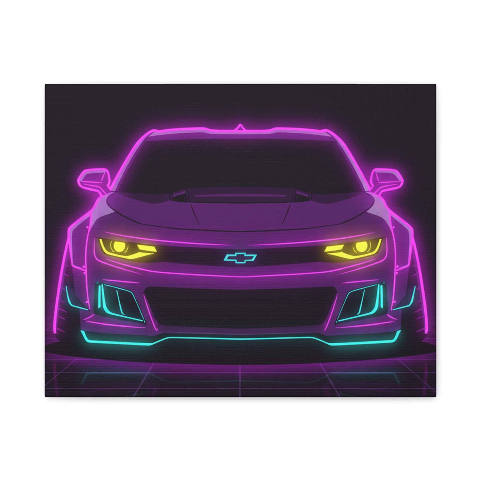 Chevrolet Camaro ZL1 Neon Synthwave Canvas Wall Art