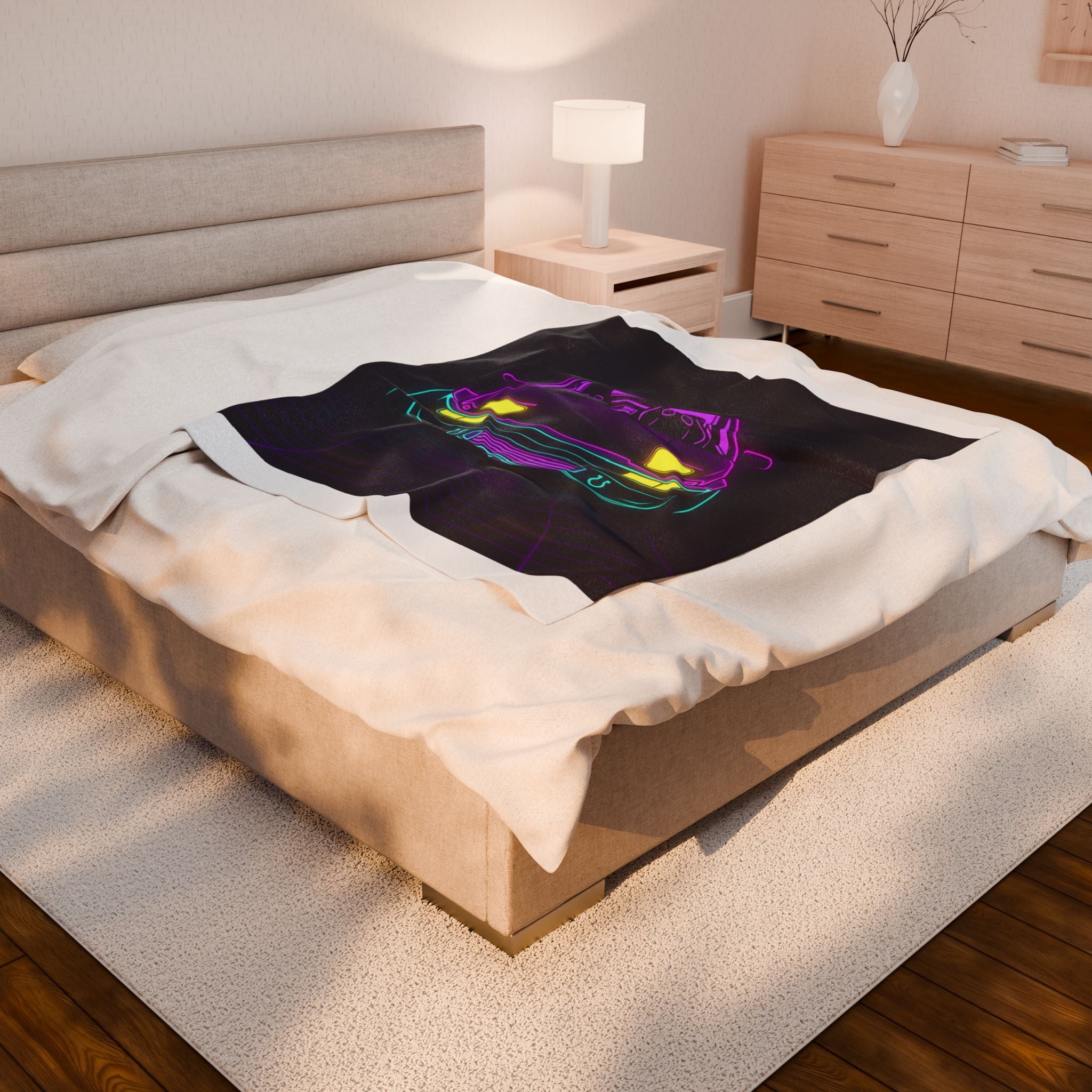 Toyota AE86 (1983-87) Neon Synthwave Velveteen Plush Blanket
