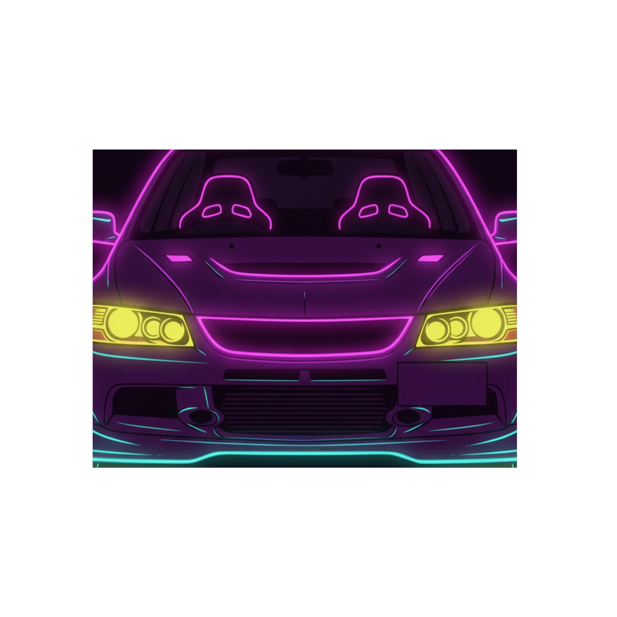 Mitsubishi Evo IX (2005-07) Neon Synthwave Metal Wall Sign