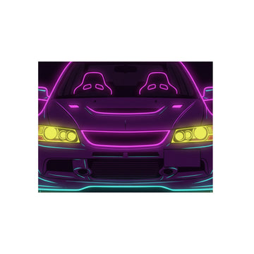 Mitsubishi Evo IX (2005-07) Neon Synthwave Metal Wall Sign