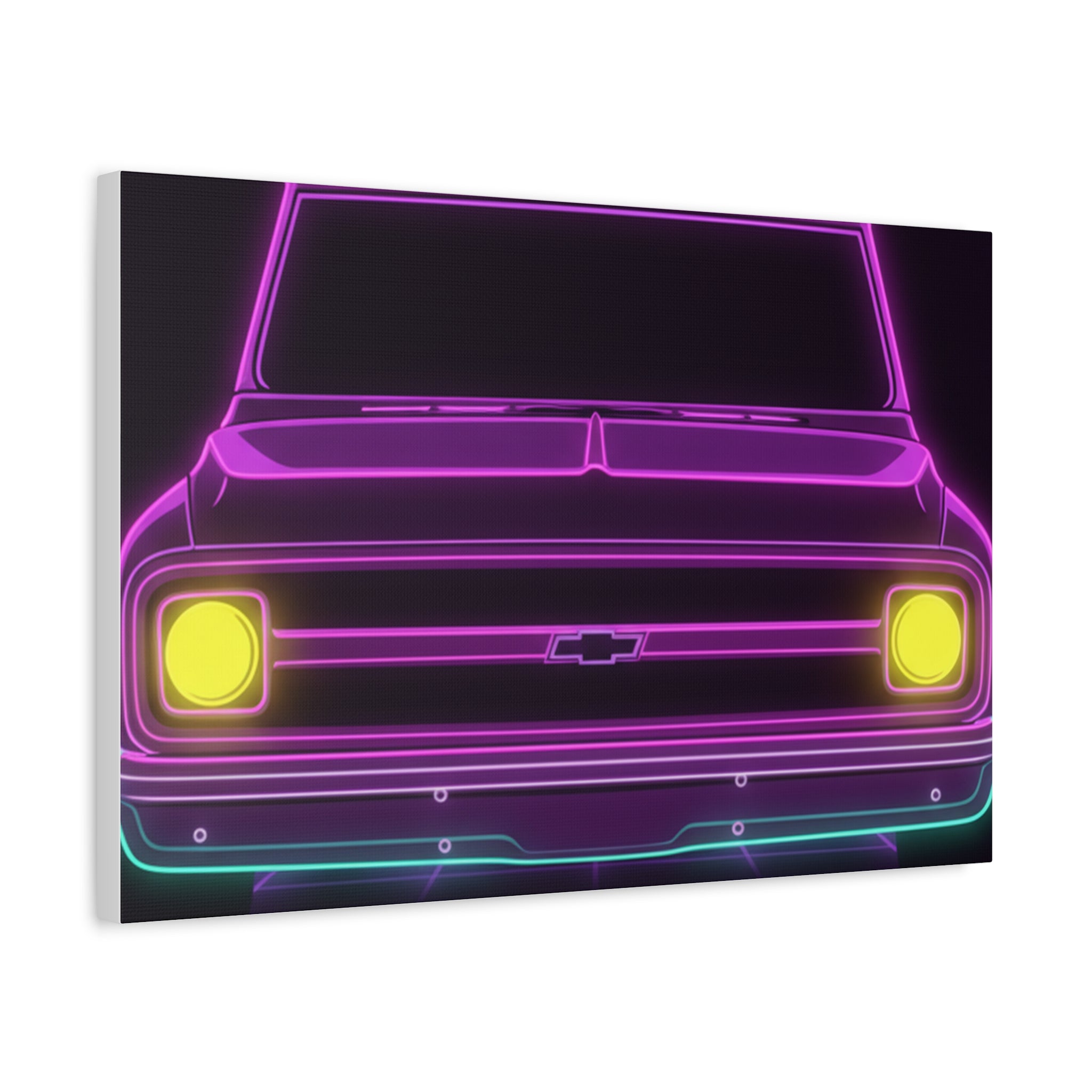 Chevy C10 Pickup (1967-72) Pro-Touring Neon Synthwave Canvas Wall Art