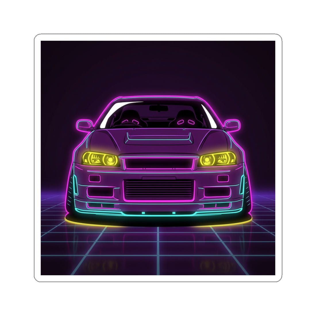Nissan GT-R Neon Synthwave Sticker
