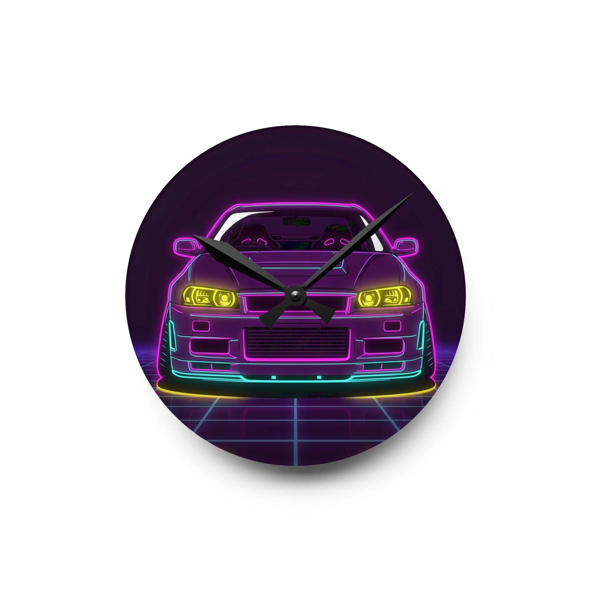 Nissan GT-R Neon Synthwave Wall Clock