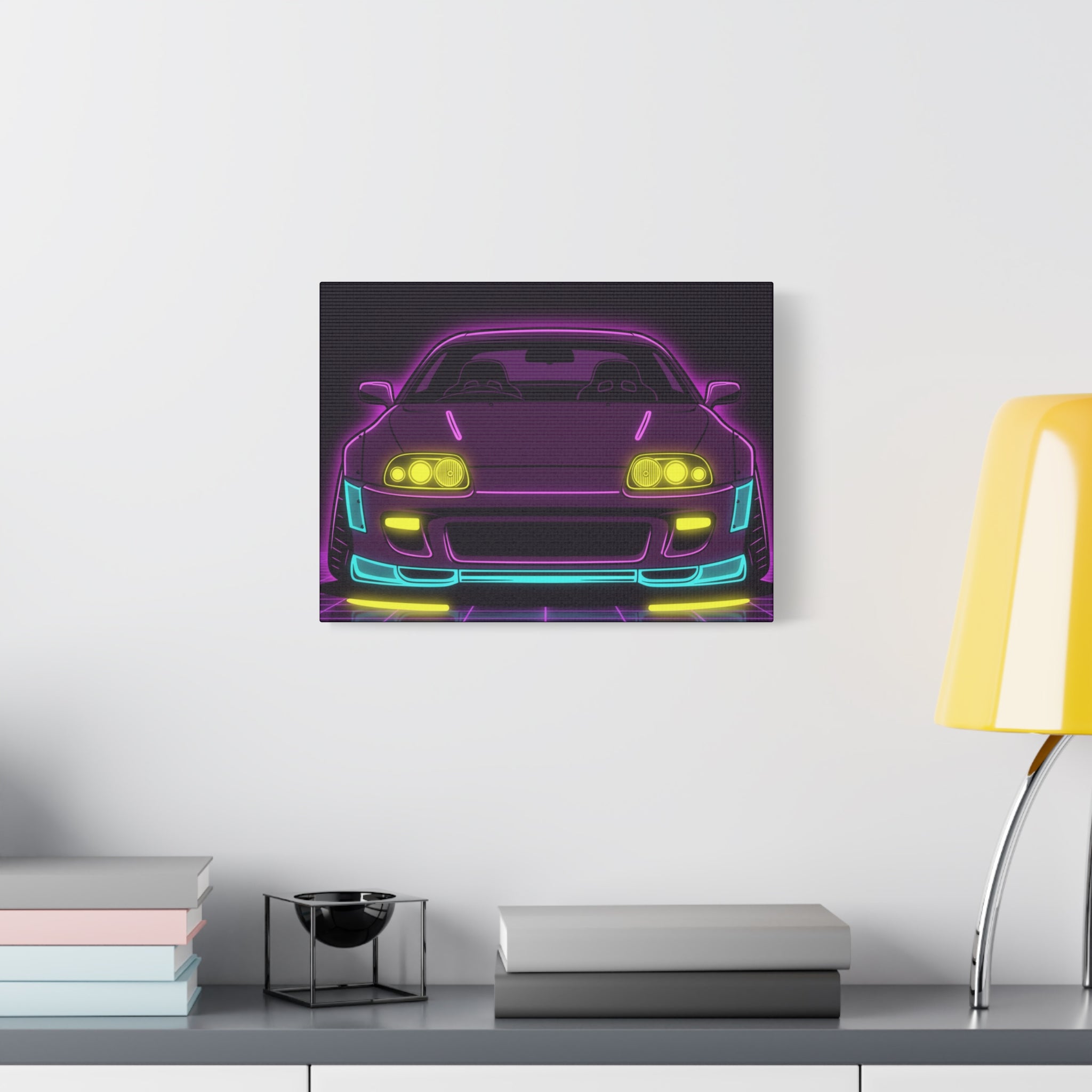 Toyota Supra MK4 Neon Synthwave Canvas Wall Art