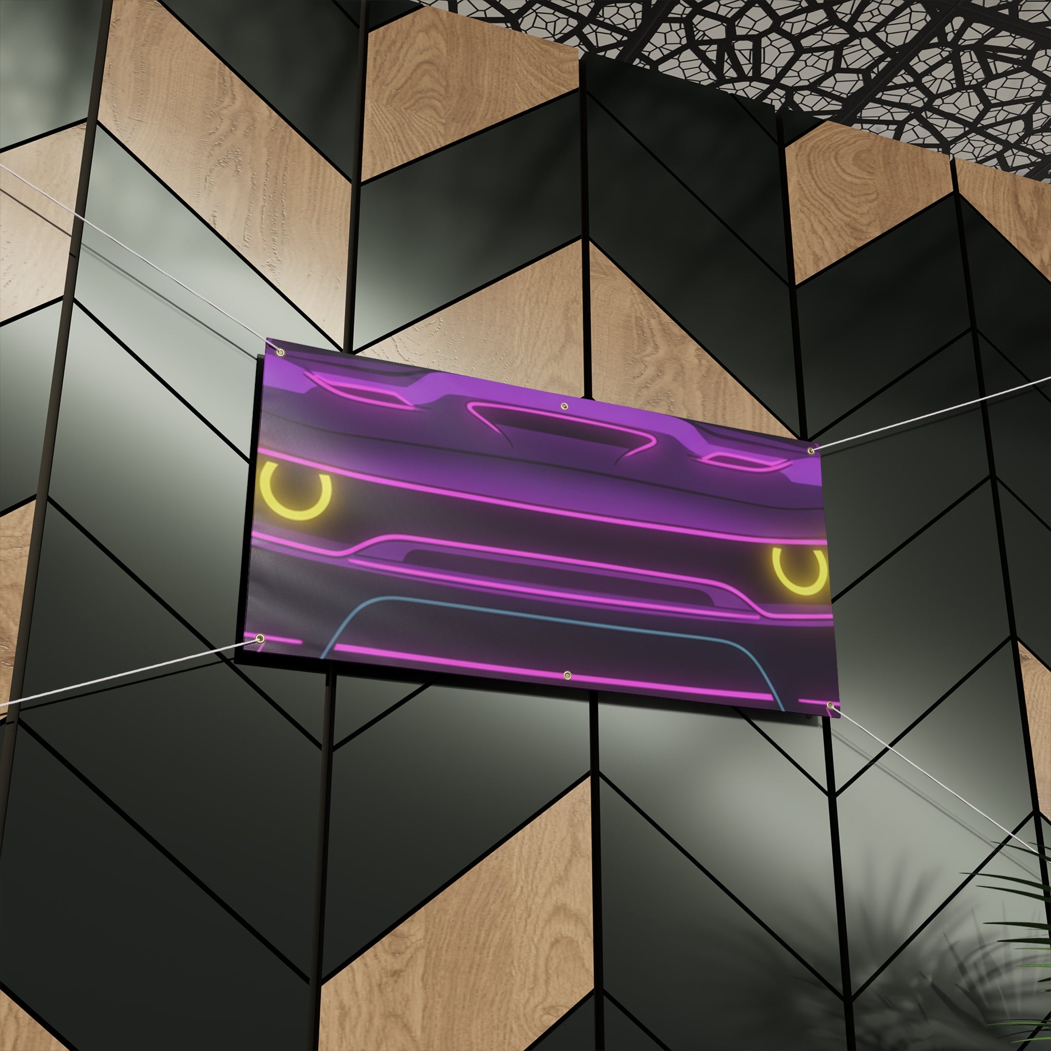 Dodge Challenger SRT Hellcat Neon Synthwave Banner