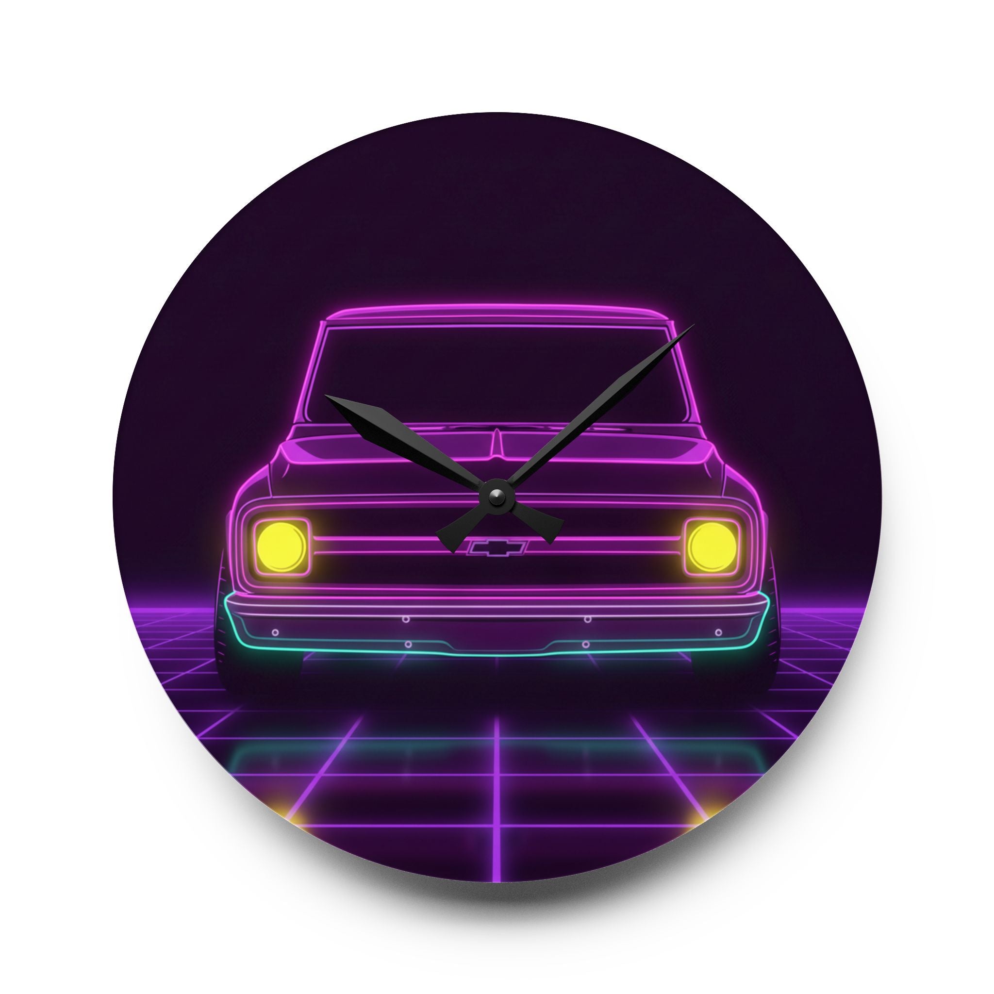 Chevy C10 Pickup (1967-72) Pro-Touring Neon Synthwave Wall Clock
