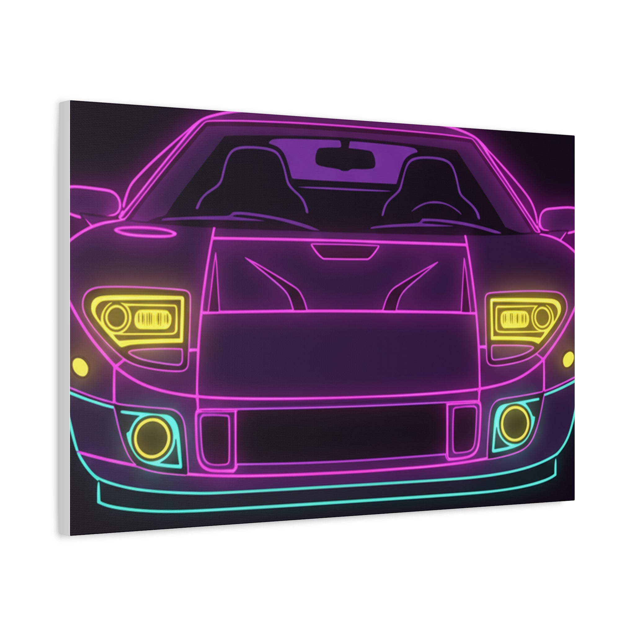 Ford GT40 (1964-69) Neon Synthwave Canvas Wall Art
