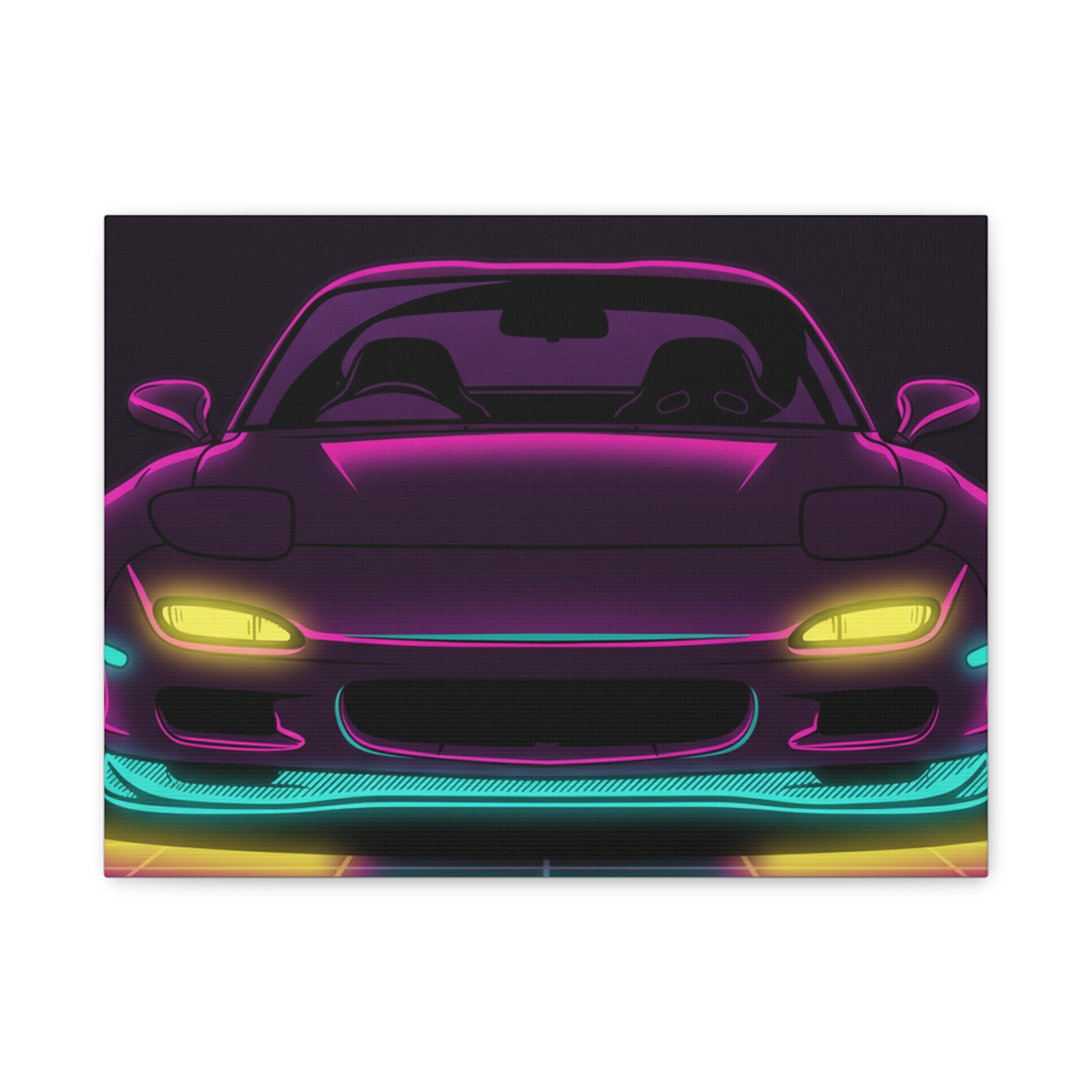 Mazda RX-7 FD Neon Synthwave Canvas Wall Art