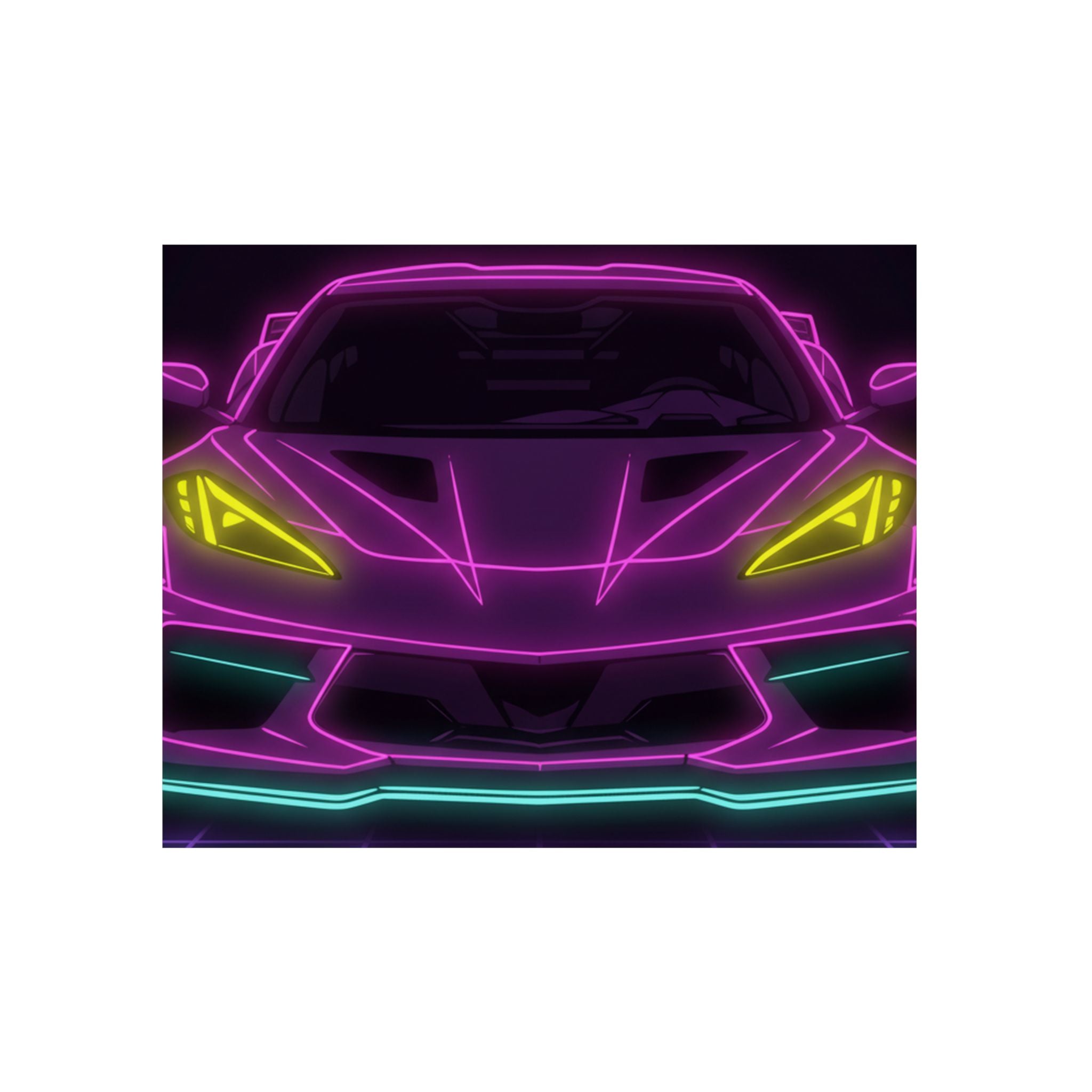 Corvette C8 (2020+) Neon Synthwave Metal Wall Sign