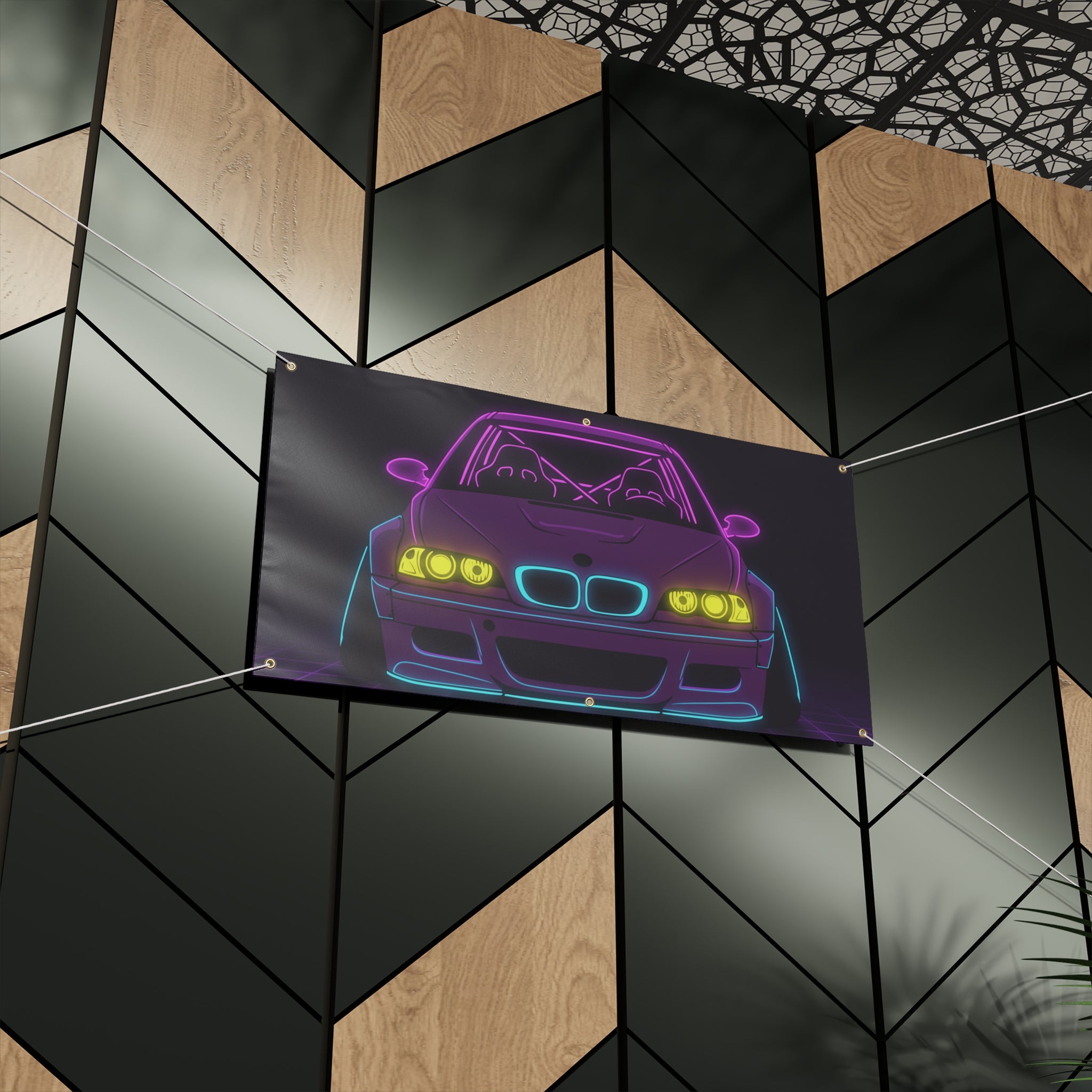 BMW E46 M3 (2000-06) Neon Synthwave Banner