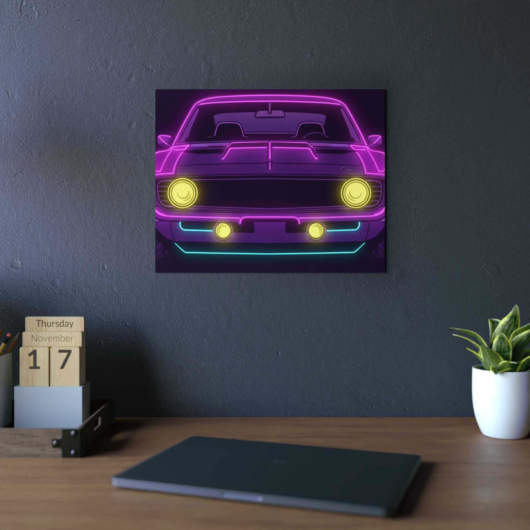 1969 Chevrolet Camaro SS Neon Synthwave Metal Wall Sign