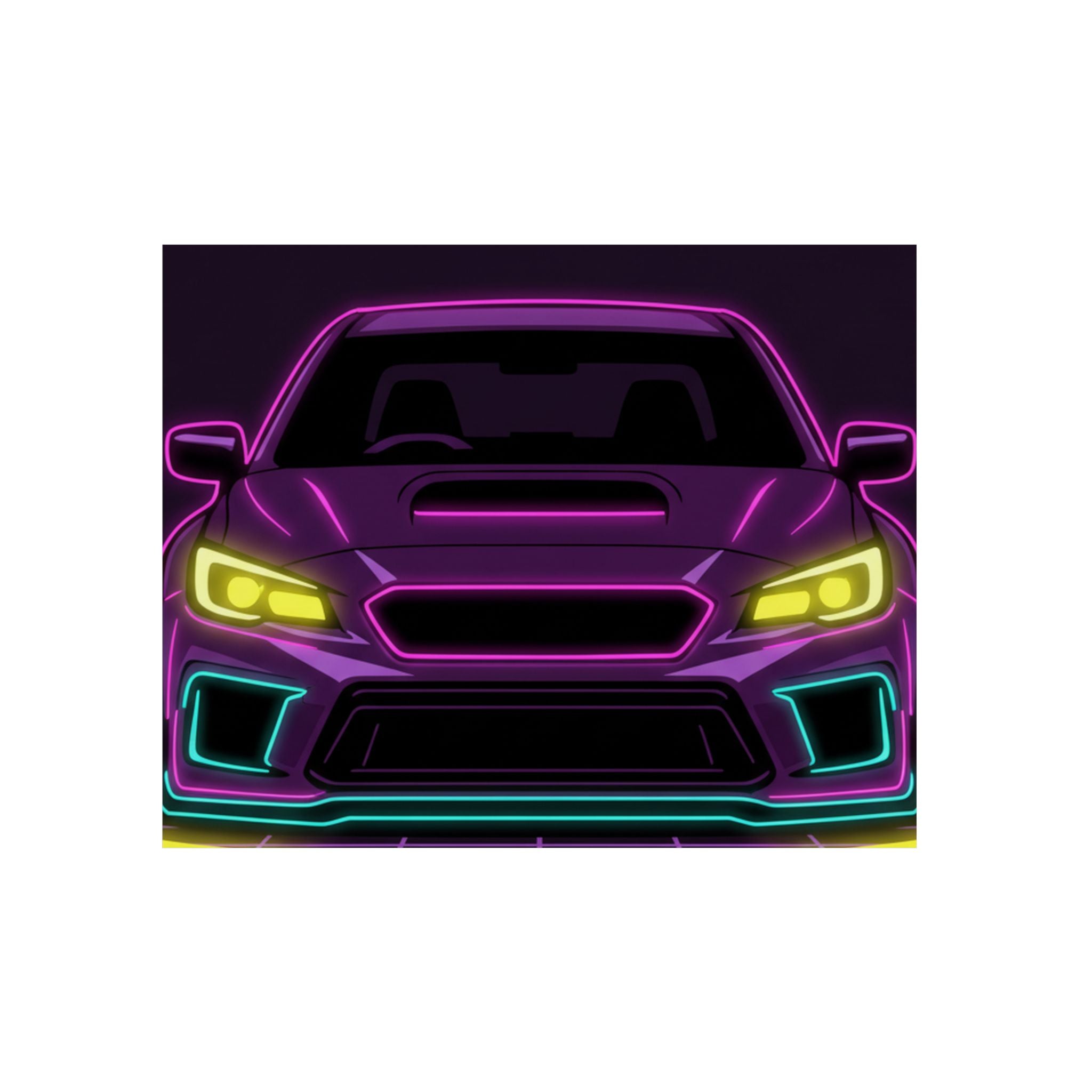 Subaru WRX STI Neon Synthwave Metal Wall Sign