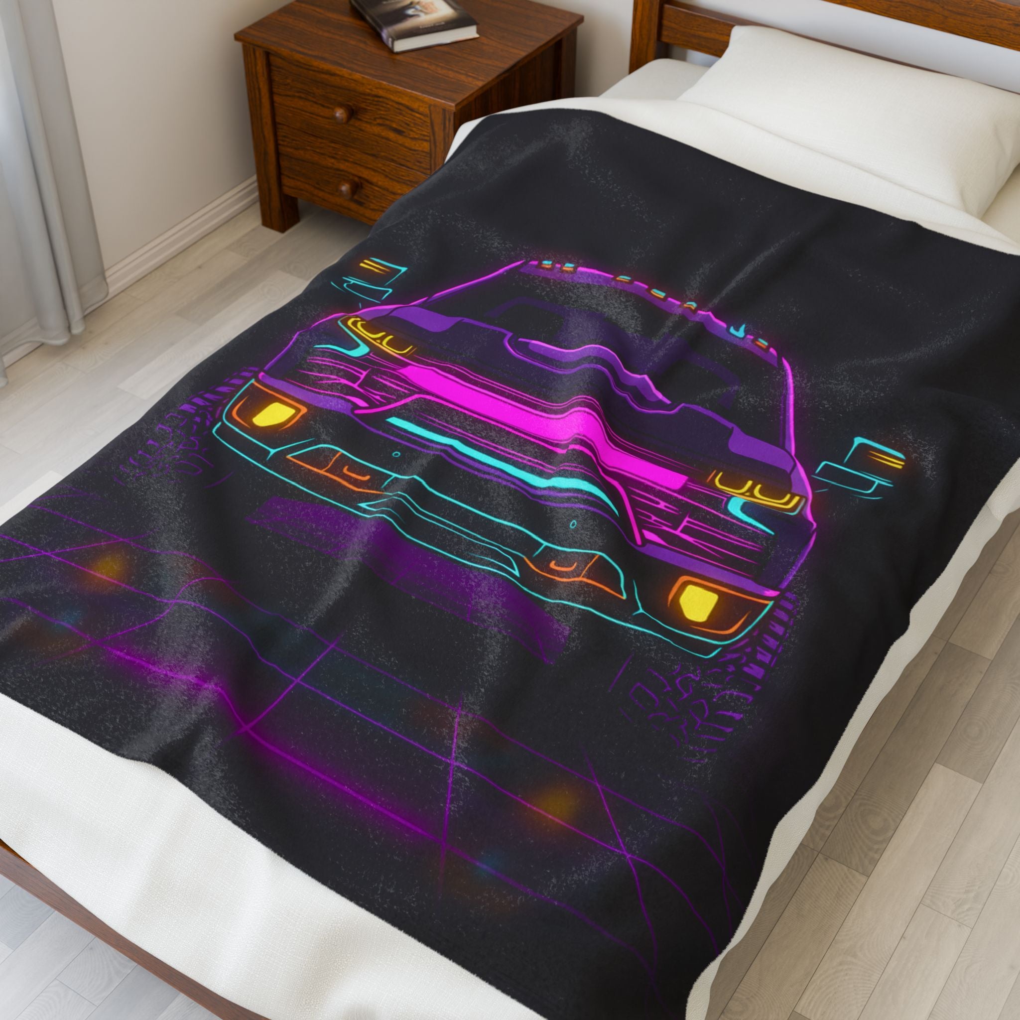 Chevy Silverado Trail Boss (2019+) Neon Synthwave Velveteen Plush Blanket