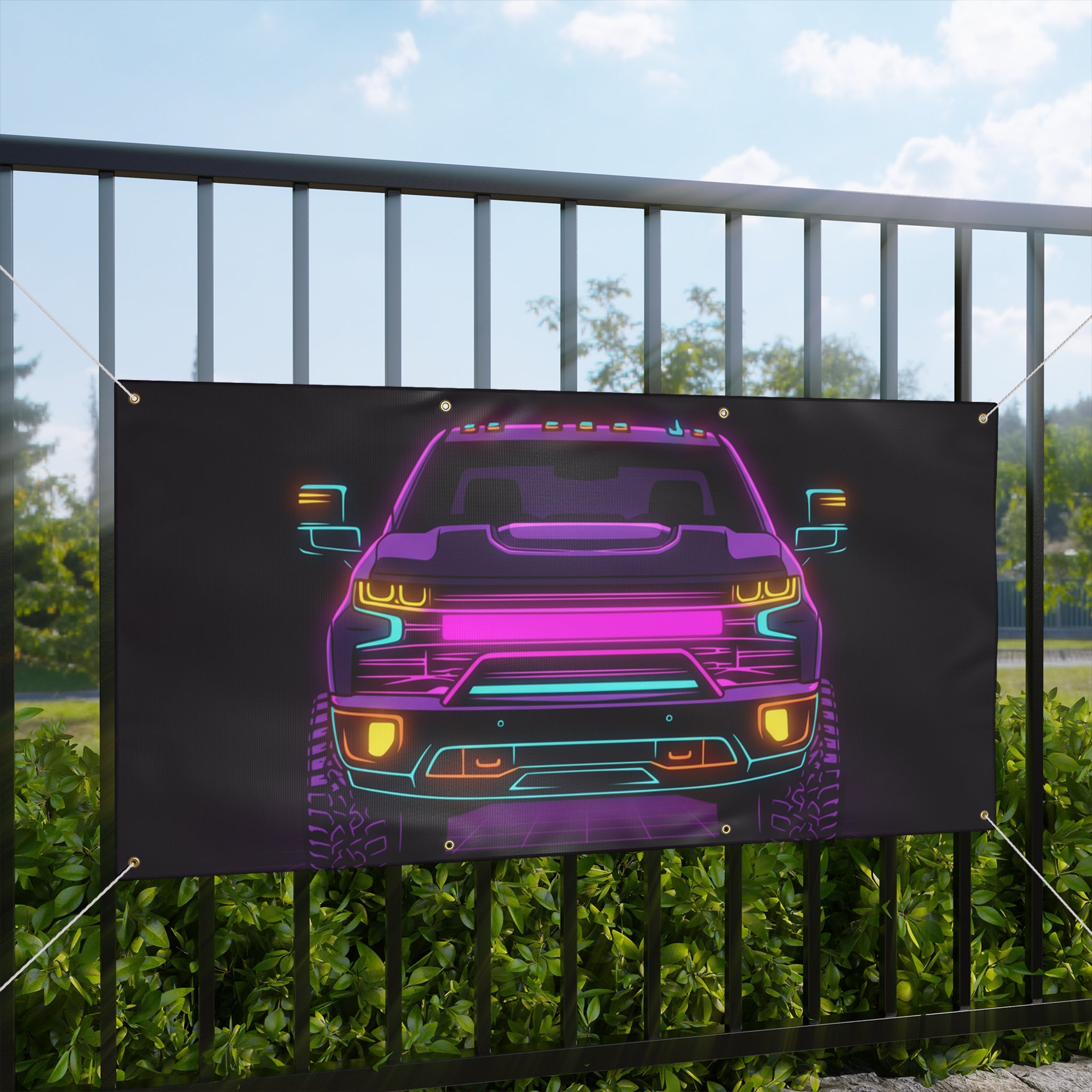 Chevy Silverado Trail Boss (2019+) Neon Synthwave Banner