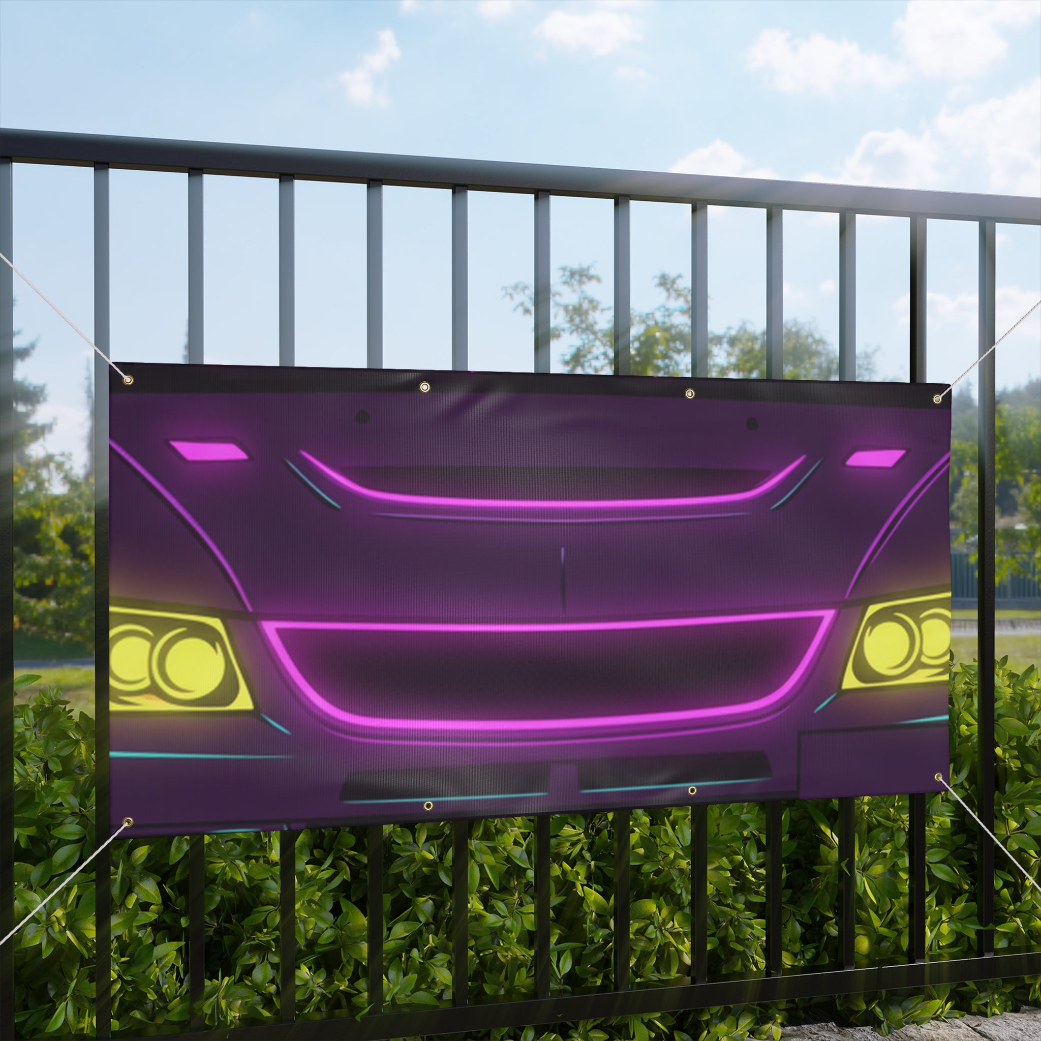 Mitsubishi Evo IX (2005-07) Neon Synthwave Banner