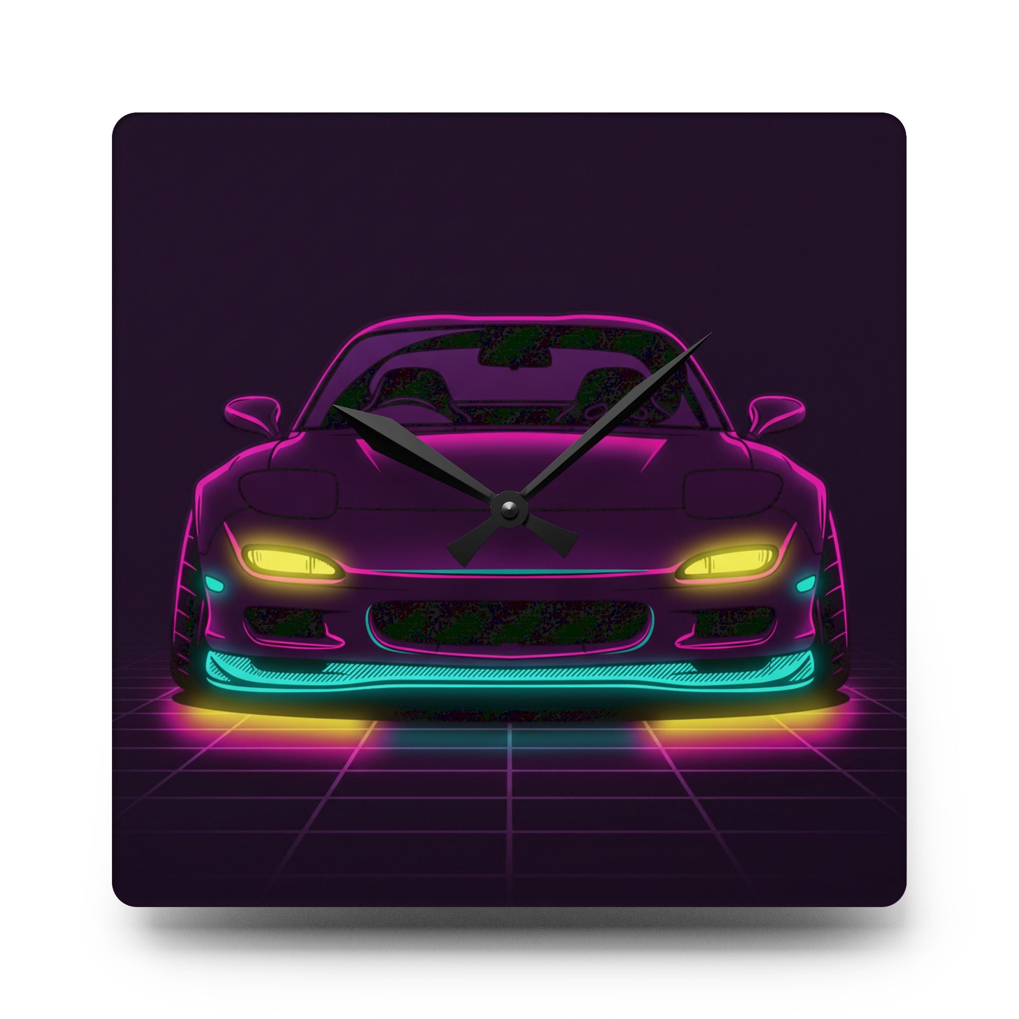 Mazda RX-7 FD Neon Synthwave Wall Clock