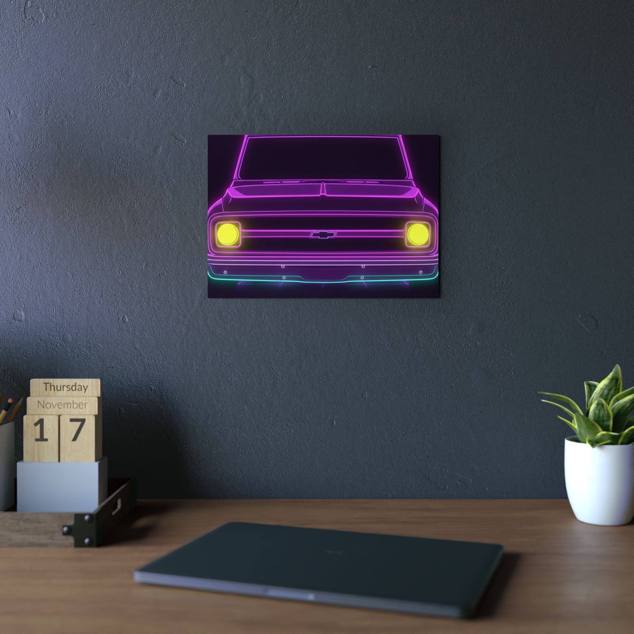 Chevy C10 Pickup (1967-72) Pro-Touring Neon Synthwave Metal Wall Sign