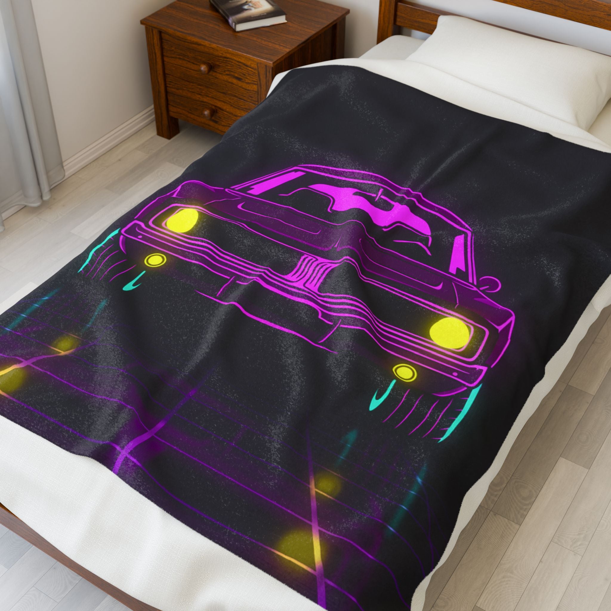 Dodge Charger R/T (1968-70) Resto-Mod Neon Synthwave Velveteen Plush Blanket