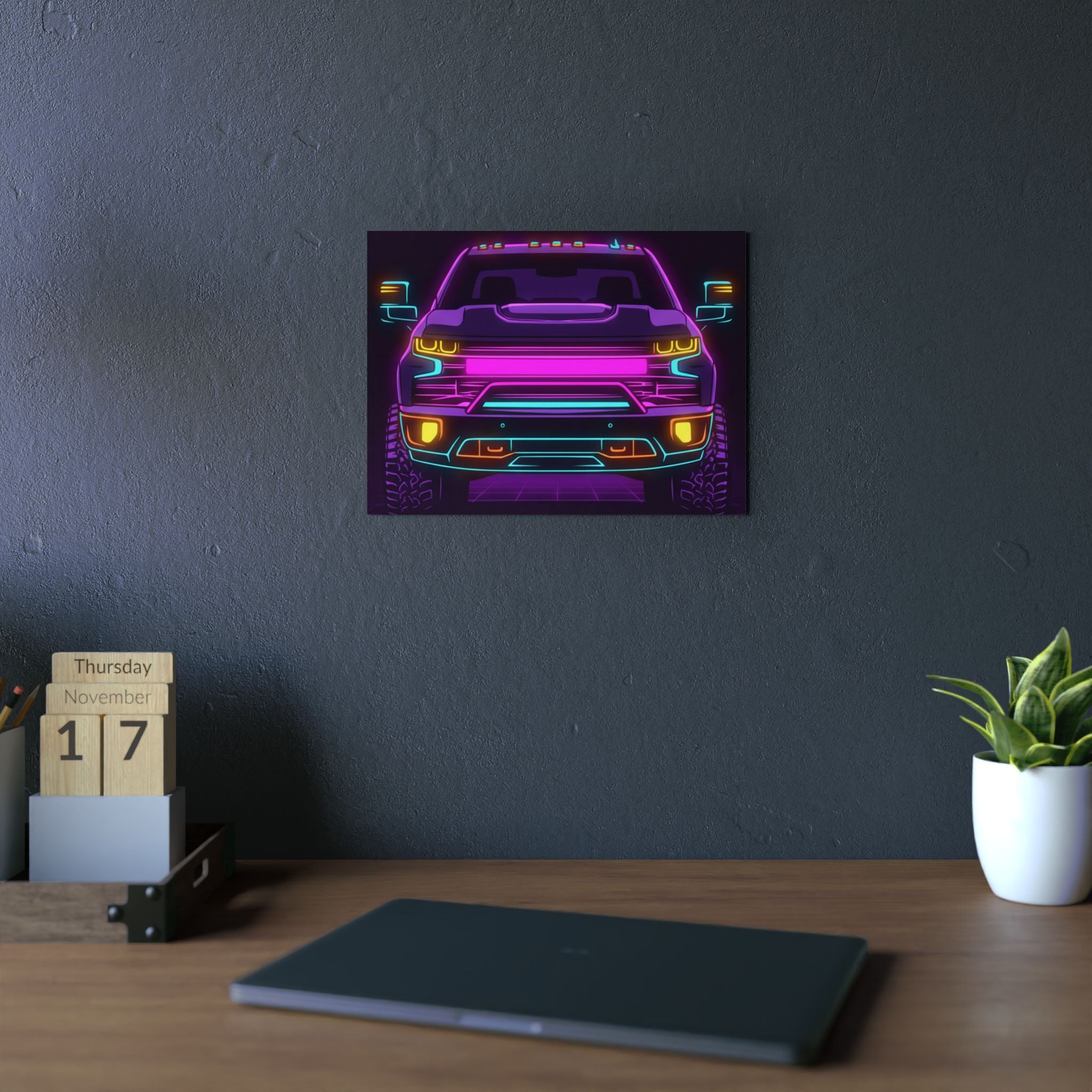 Chevy Silverado Trail Boss (2019+) Neon Synthwave Metal Wall Sign