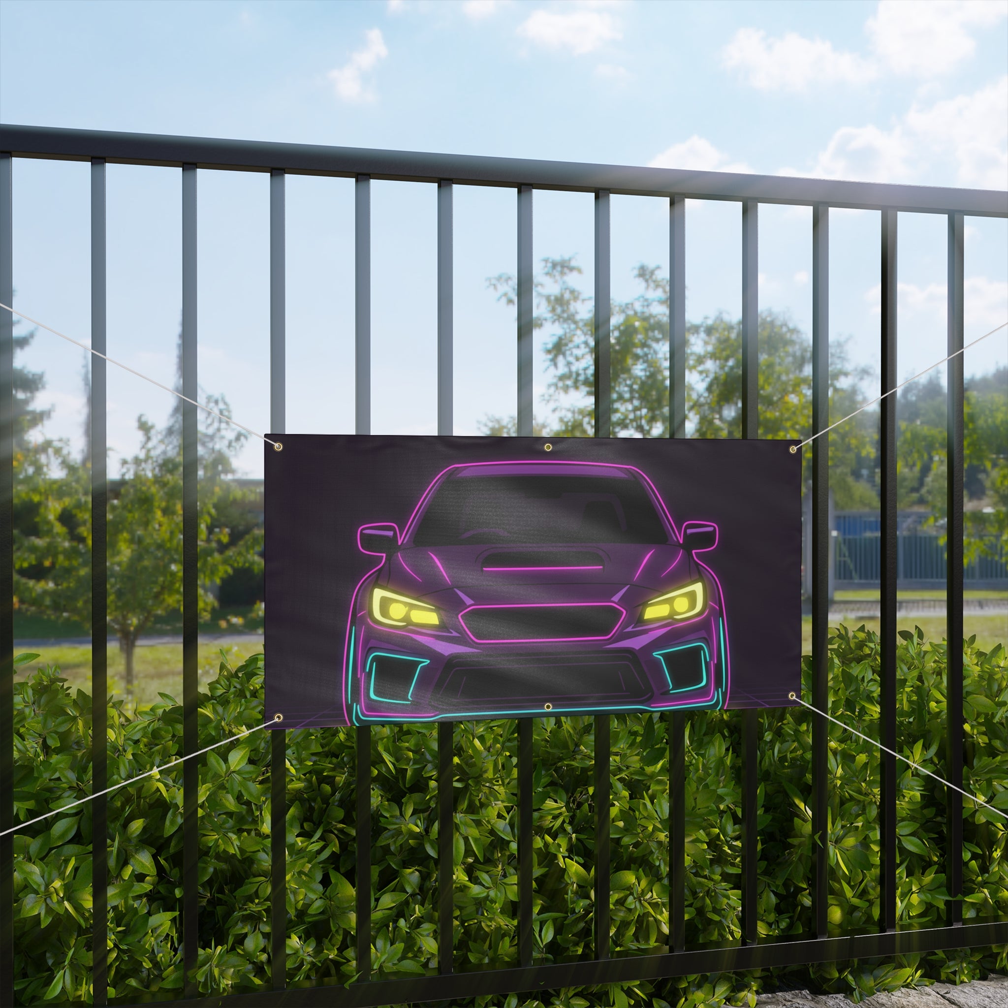 Subaru WRX STI Neon Synthwave Banner