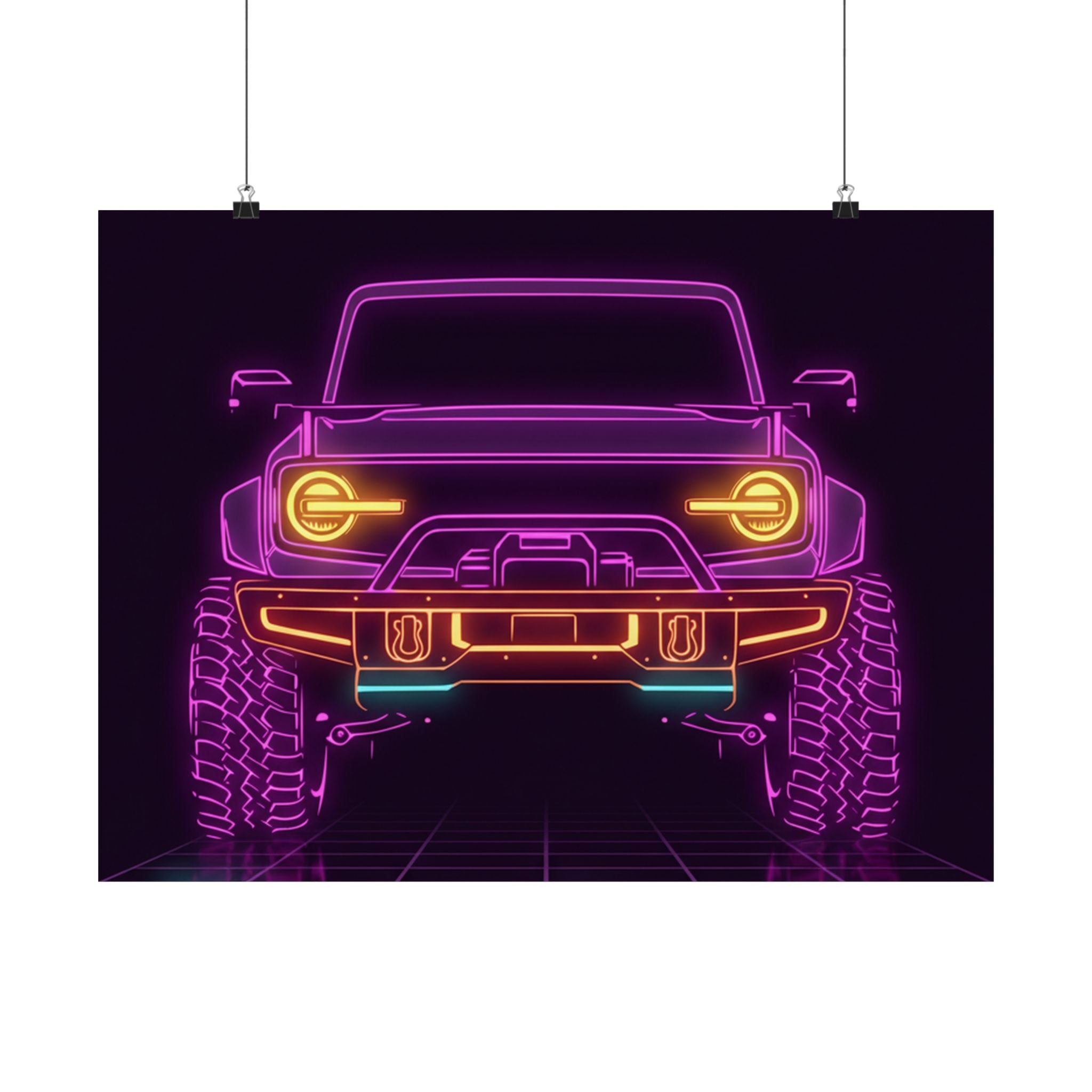Ford Bronco (2021+) Neon Synthwave Poster