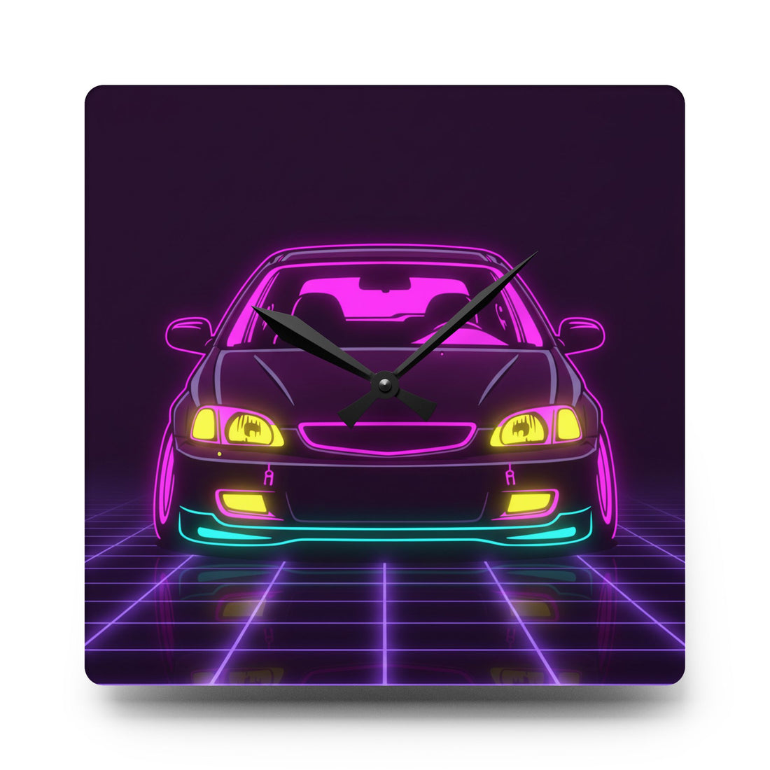 Honda Civic EK Hatch Neon Synthwave Wall Clock