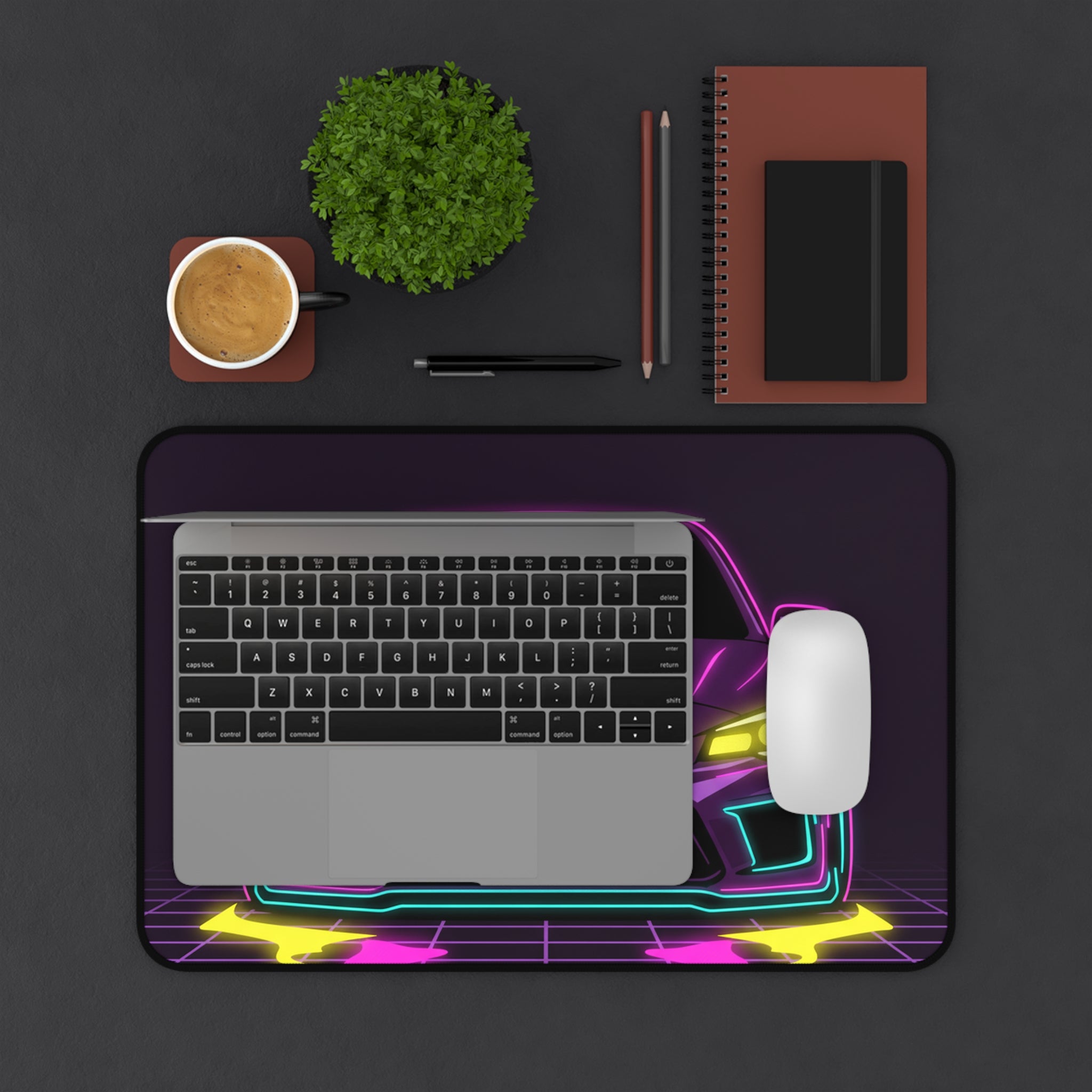 Subaru WRX STI Neon Synthwave Desk Mat