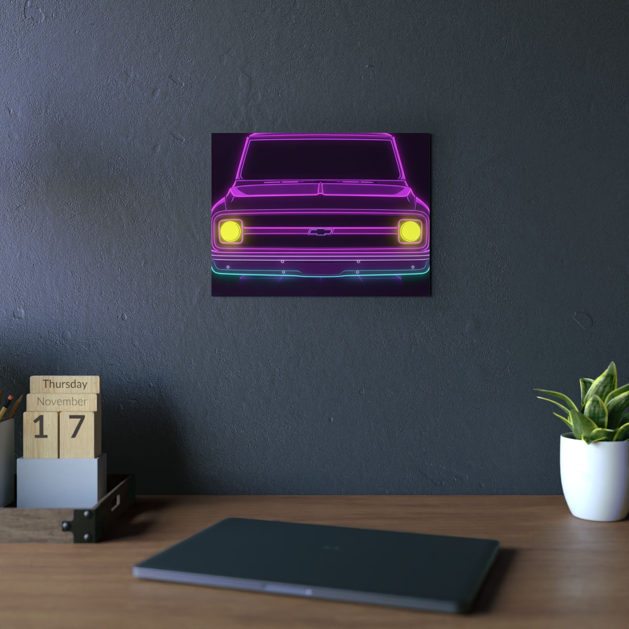 Chevy C10 Pickup (1967-72) Pro-Touring Neon Synthwave Metal Wall Sign