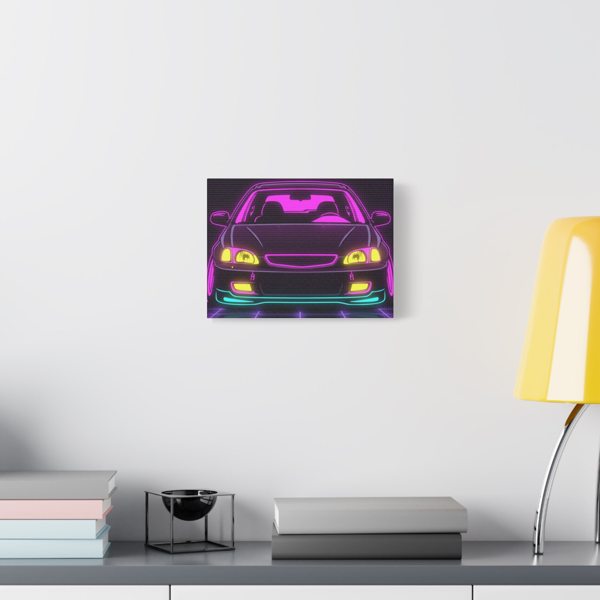Honda Civic EK Hatch Neon Synthwave Canvas Wall Art