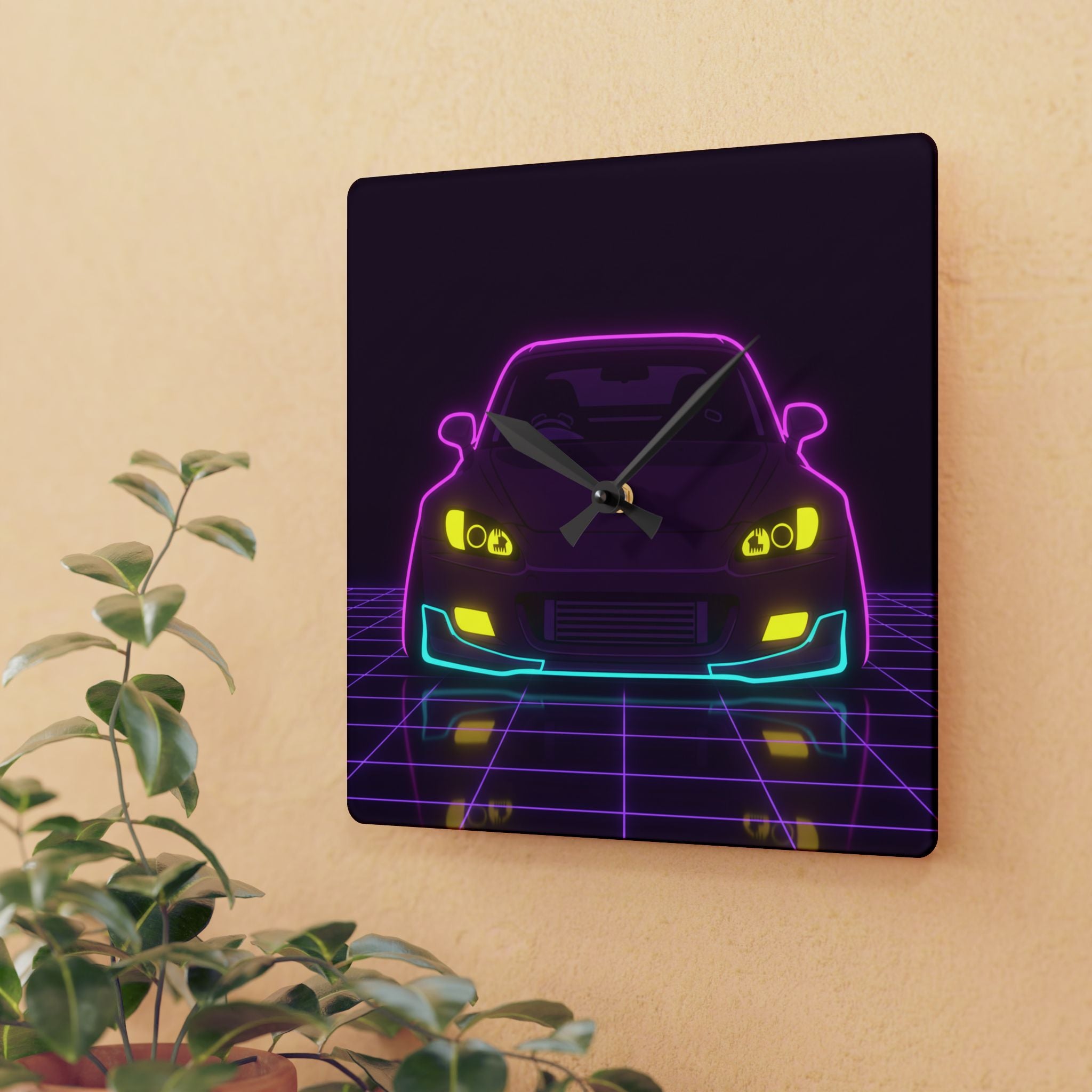 Honda S2000 (1999-09) Neon Synthwave Wall Clock