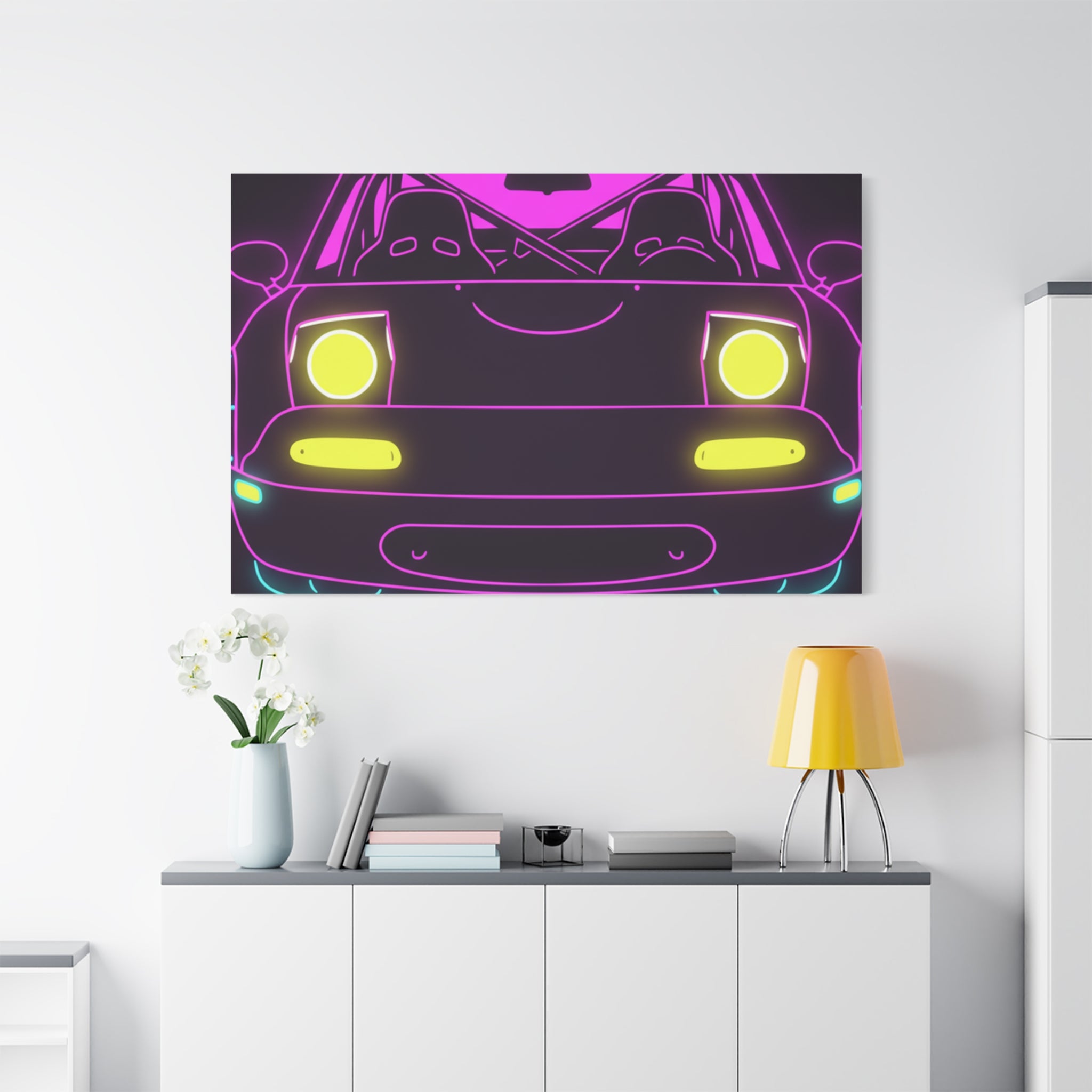 Mazda Miata NA (1989-97) Neon Synthwave Canvas Wall Art